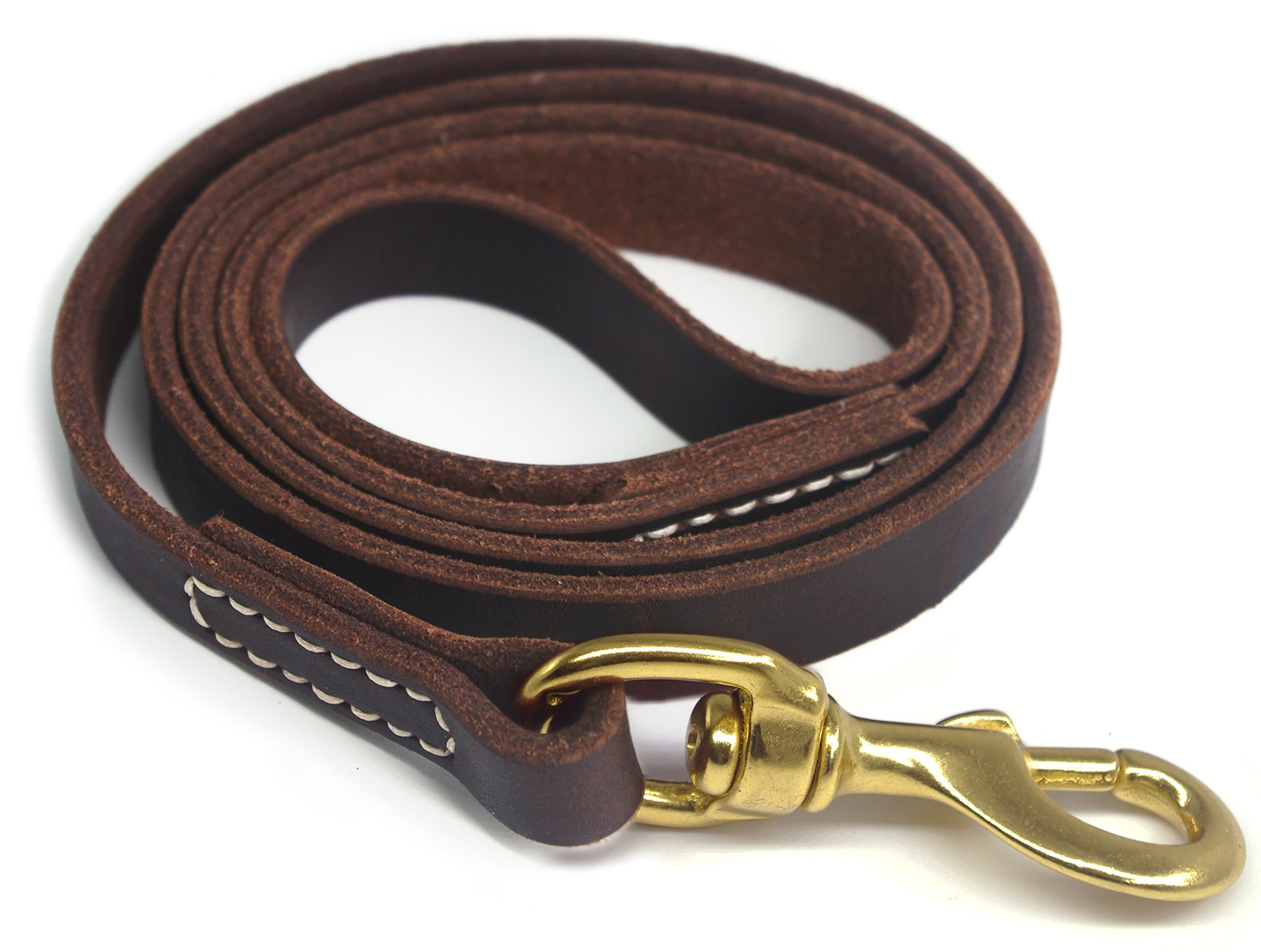Genuine Leather Dog Training Leash. 4/6 ft Length 3/5 inch Width for Medium and Large Dogs.(4 feet)