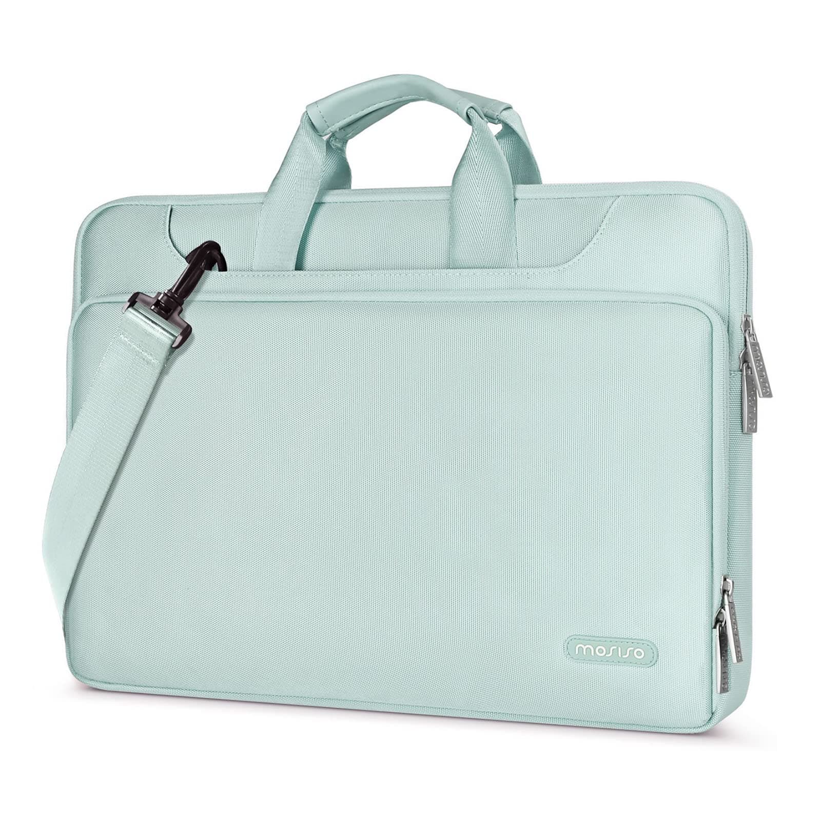 MOSISO 360 Protective Laptop Bag 13.3 inch, 13-14 inch Computer Bag Compatible with MacBook Air 13 inch/Pro 13 inch/Pro 14 inch,HP,Dell,Notebook, Laptop Carrying Case with Strap&Handle, Mint Green