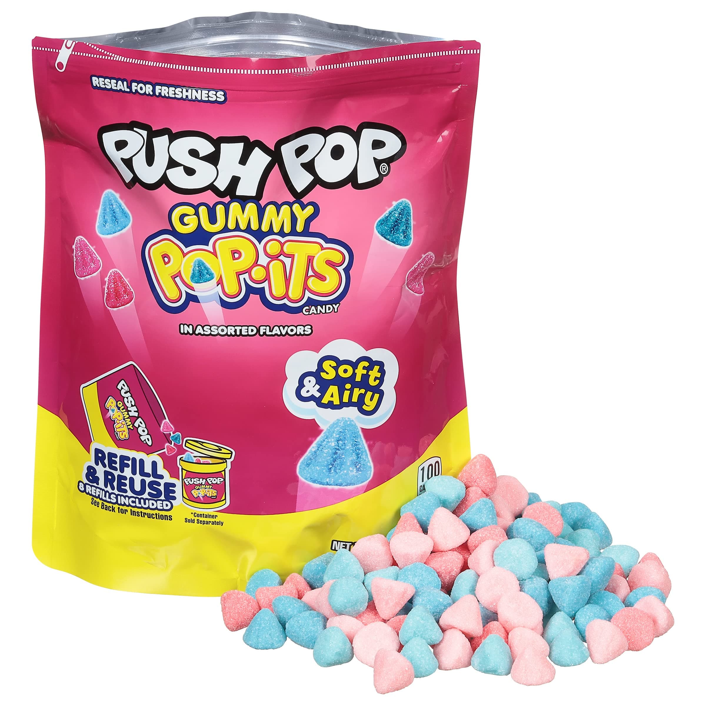 Push Pop Pop-Its Chewy Candy Gummies, 1 lb Refill Bag Gummy in Assorted Fruity Flavors, Full Size Fun Chewy Candy For Party Favors, Birthday Parties, Goodie Bags, Kids Gifts