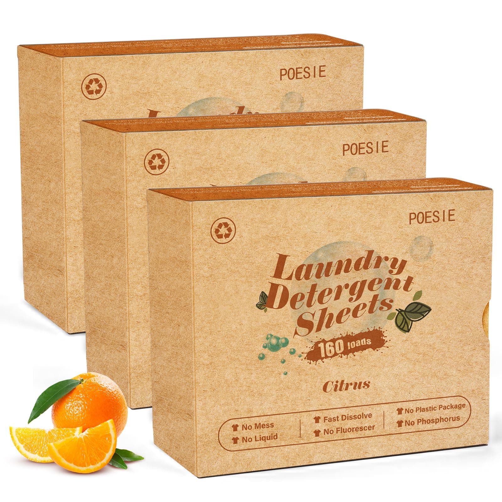 Laundry Detergent Sheets Citrus Scent 3 Pack 480 Sheets 240 Loads Zero Plastic Portable Green Package Liquid Less HE Washing Detergent Strips for Save Place Traveling