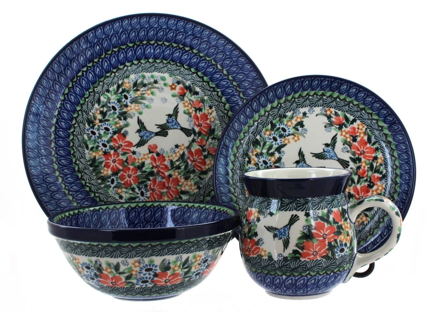 Blue Rose Polish Pottery Maria 4 Piece Place Setting - Service for 1