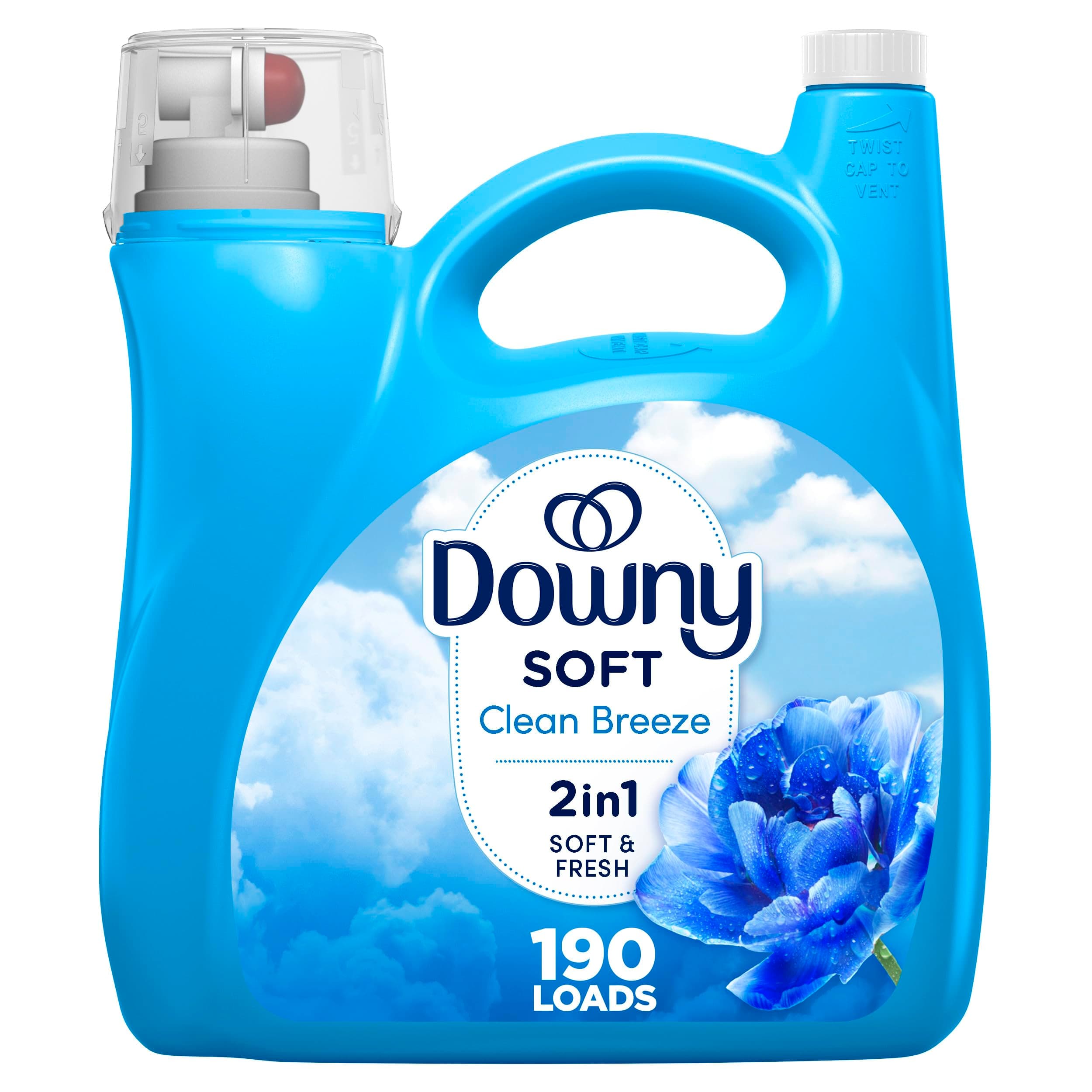 Downy 2 in 1: Soft and Fresh, Liquid Fabric Softener, Clean Breeze Scent, 1.4E+2 Fluid Ounces