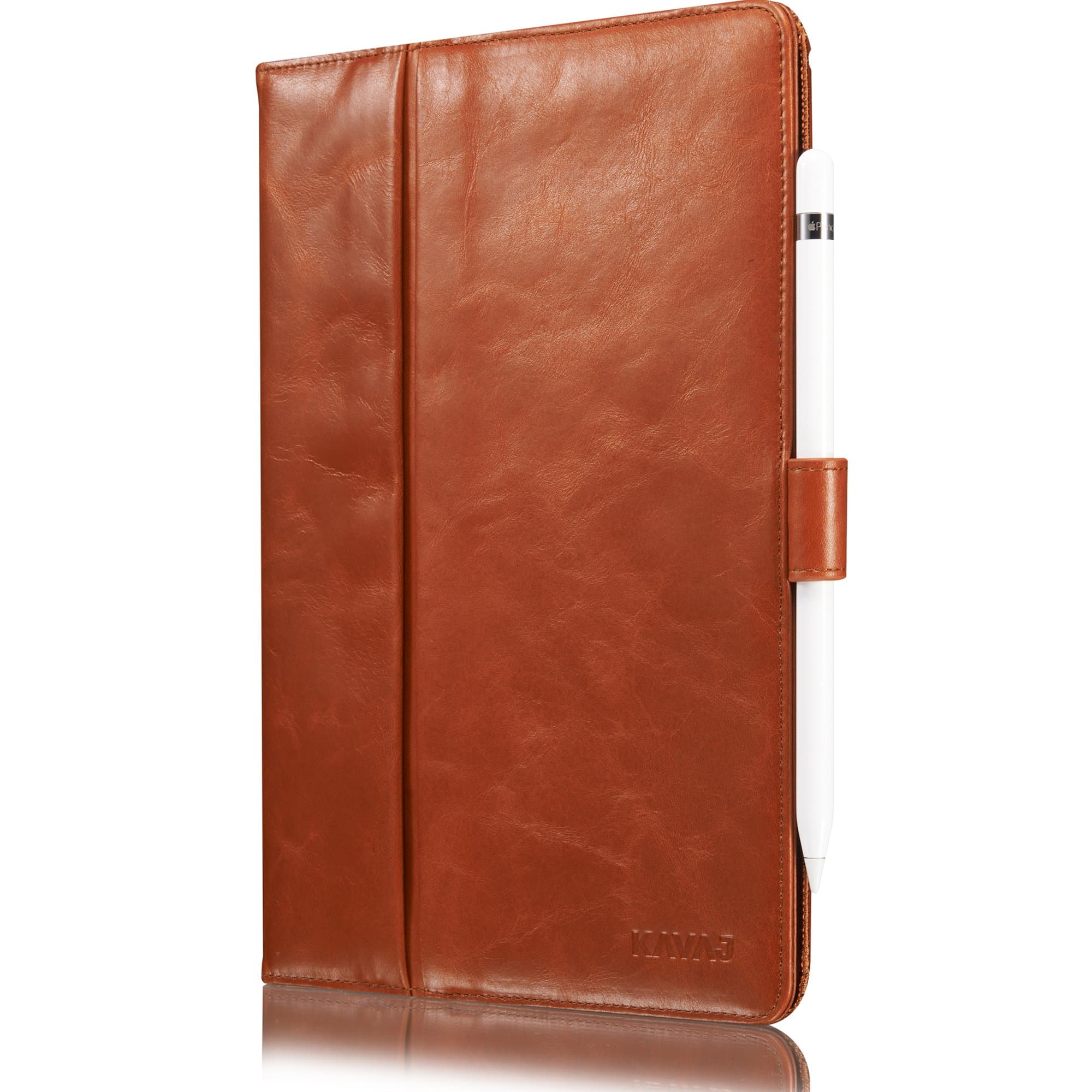 KAVAJ leather case London for the Apple iPad Pro (9.7") cognac brown - genuine leather iPad case with stand-up feature. Thin Smart Cover as premium accessory for the original Apple iPad Pro (9.7)