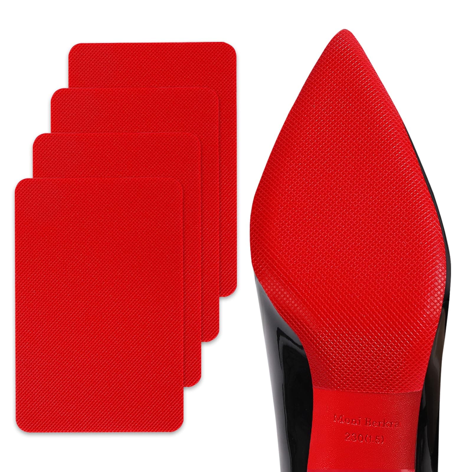 Ashoesert Red Bottoms Sole Protector,Shoe Sole Protector for Christian Louboutin High Heels, Anti Slip Shoe Grips Pads Compatible with Louboutin Shoes -2 Pairs(6.0"×4.0",Red)