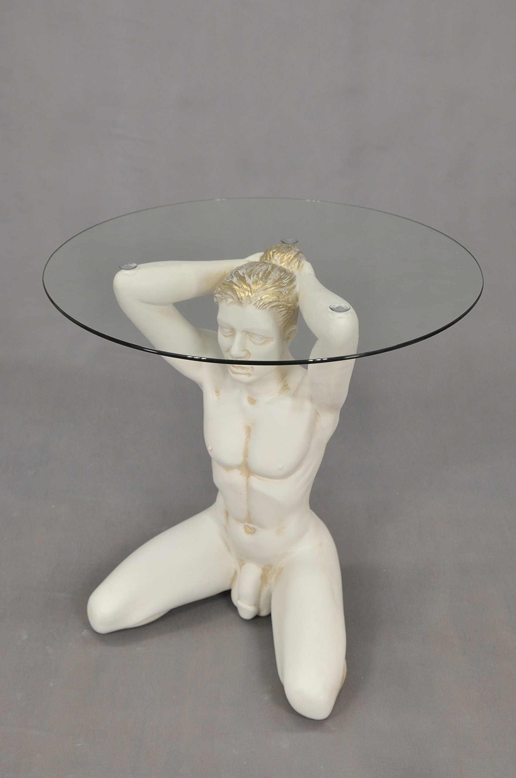 KARO FLIGHT Man Naked Coffee Table Coffee Table Hand Painted Erotic Medusa Glass Side Table