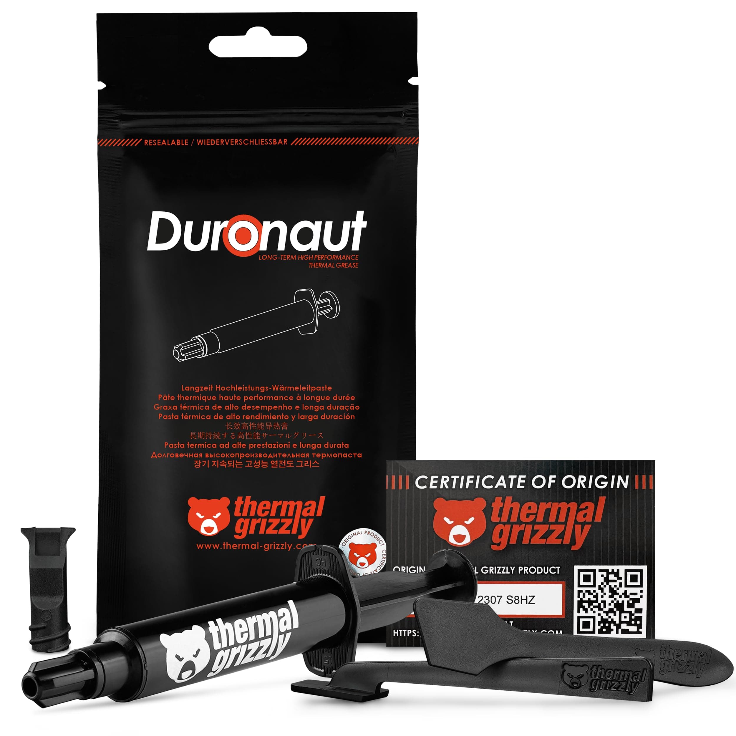 Thermal Grizzly Duronaut - 6 Grams - Enhanced Durability and High Performance Thermal Paste - Provides Maximum Thermal Conductivity While Overclocking CPU, GPU, PS4, PS5, and Xbox