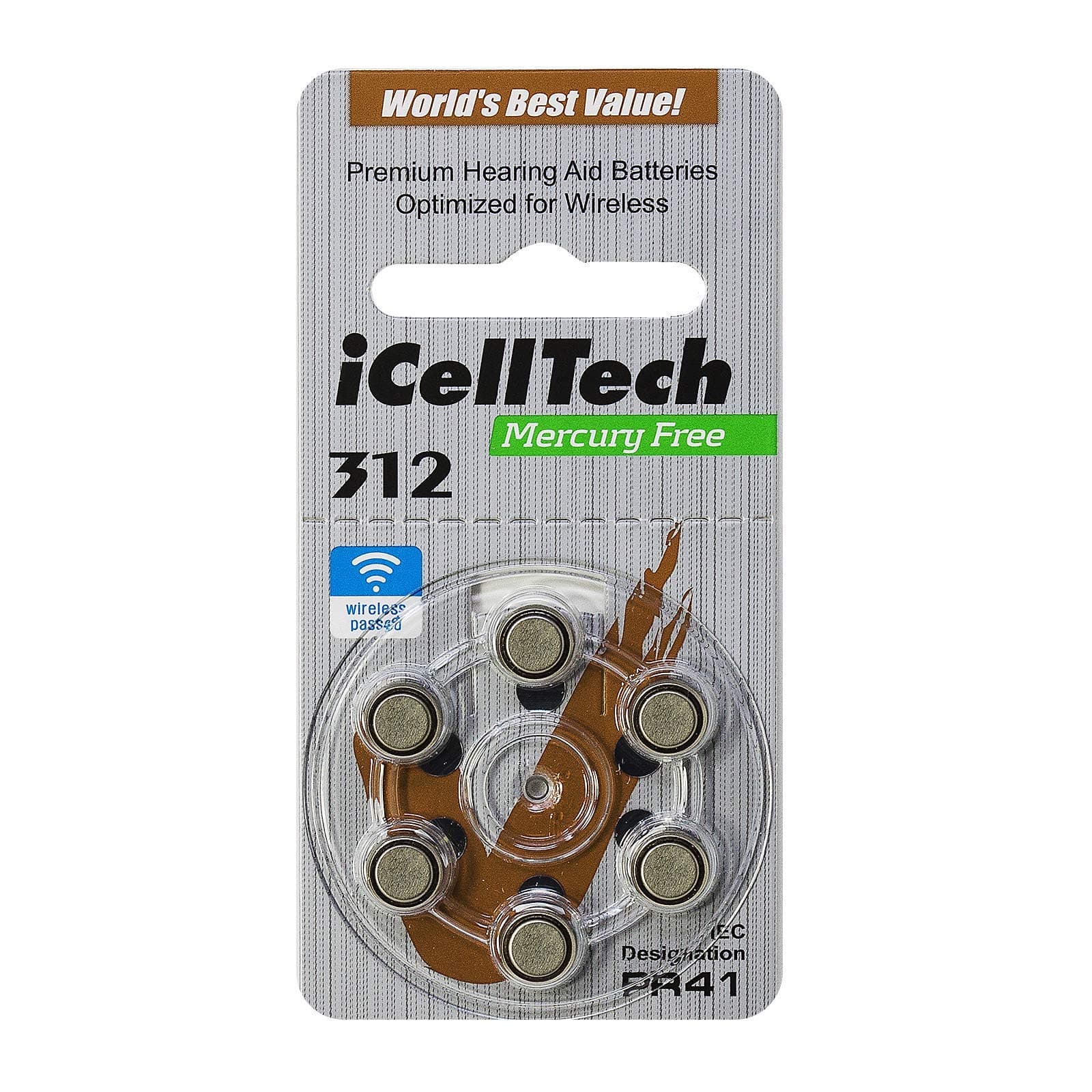 iCellTech 60 Hearing Aid Batteries Size: 312 Size 312 Hearing Aid Batteries (60 Batteries)