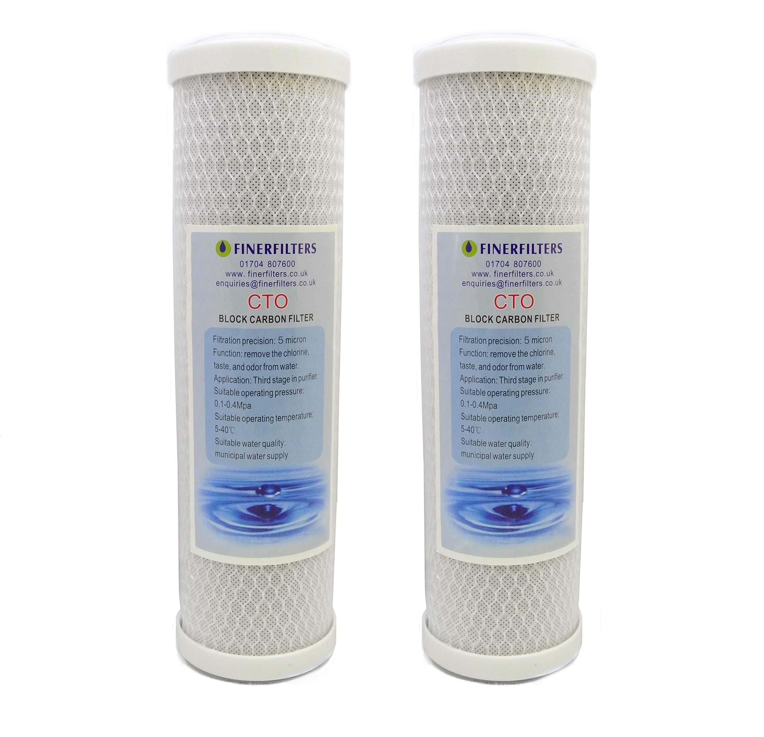 Finerfilters 10" Carbon Water Filter 5 Micron (2 Pack)