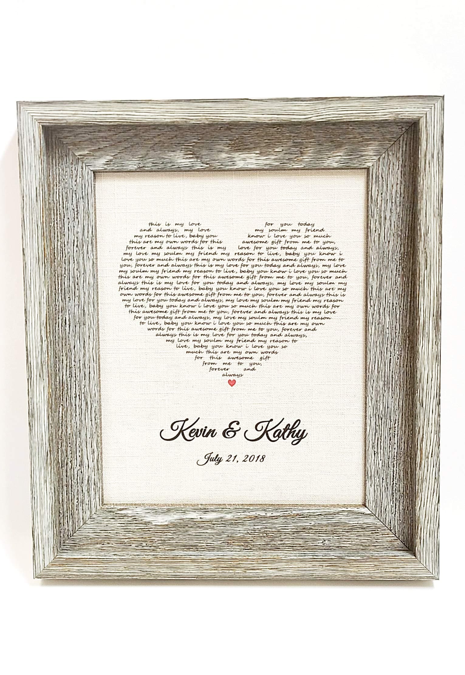 Anniversary Lyrics Wall Art Linen Personalized 4th Gift for Her Wedding 12th Present for Him Lyrics First Dance Song Printed