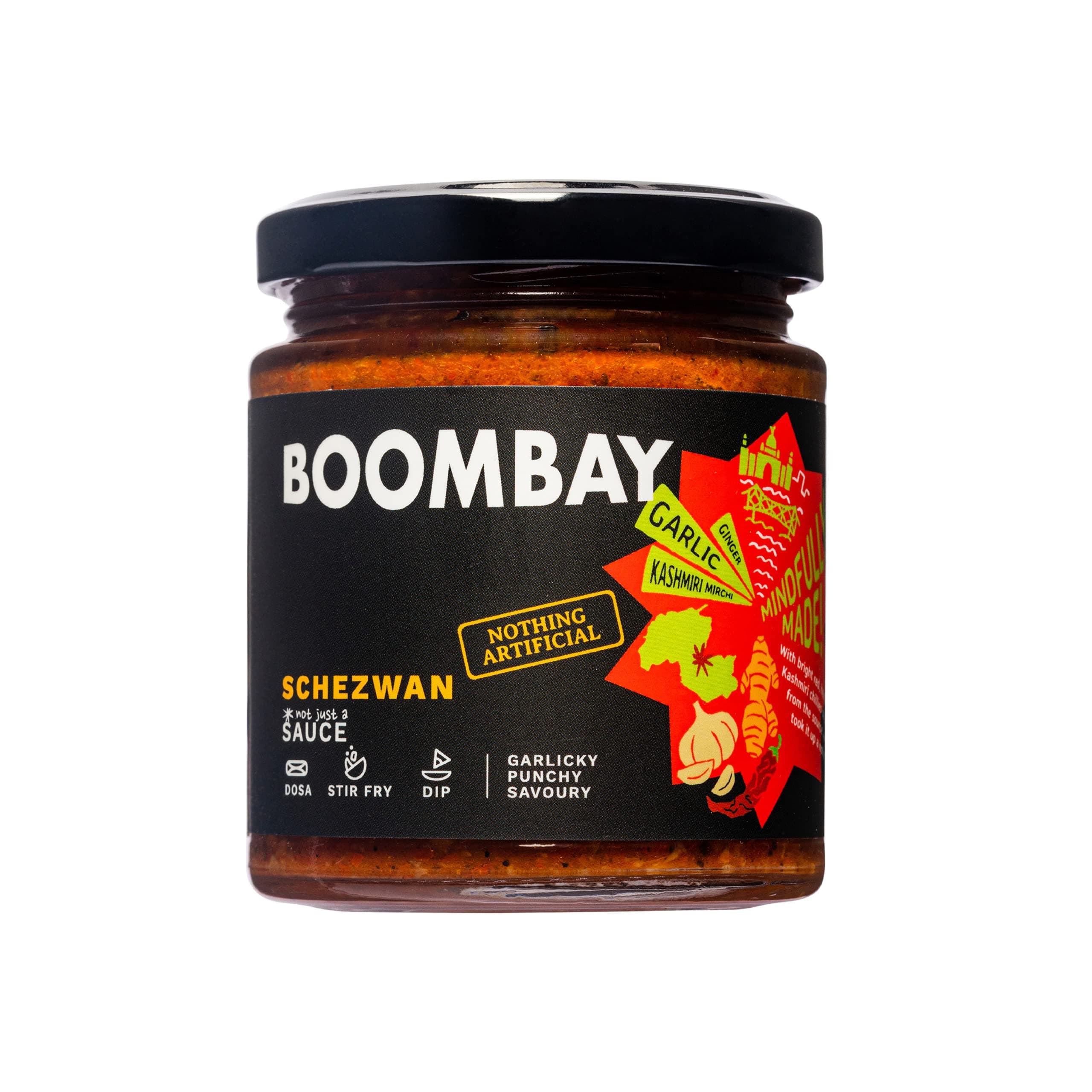 Schezwan Sauce - 190g (Pack of 1) | Nothing Artificial | No Bad Oils | No Refined Sugars | Plant Based | Use as a Spread for Dosa, Stir Frys, Dip with Snacks, Marinade for Grill, Spicy Flavour to Noodles