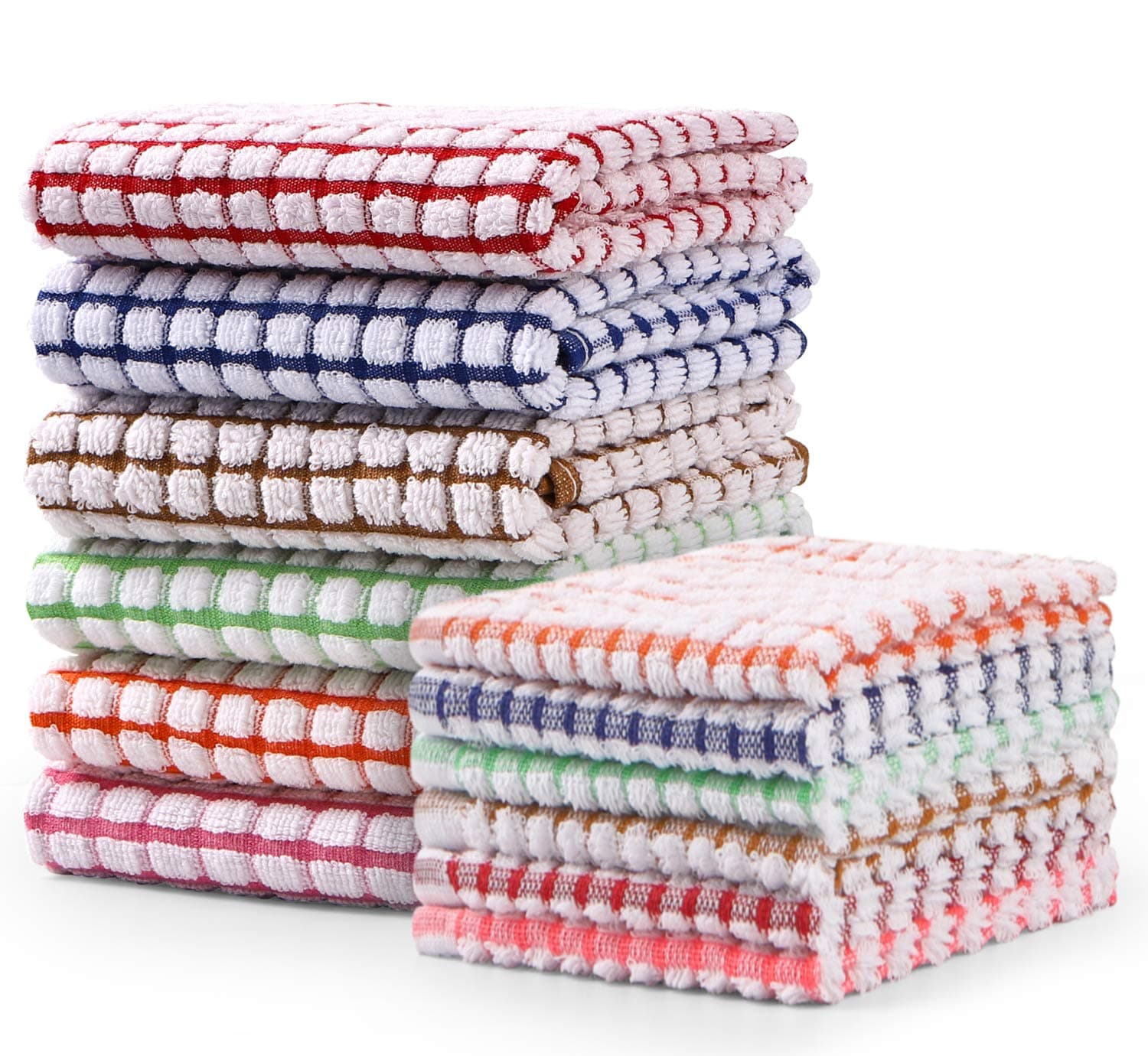 Kitchen Towels and Dishcloths Set, 16 x 25 12 12, Set of Bulk Cotton Dish for Washing Dishes Rags Everyday Cooking Baking