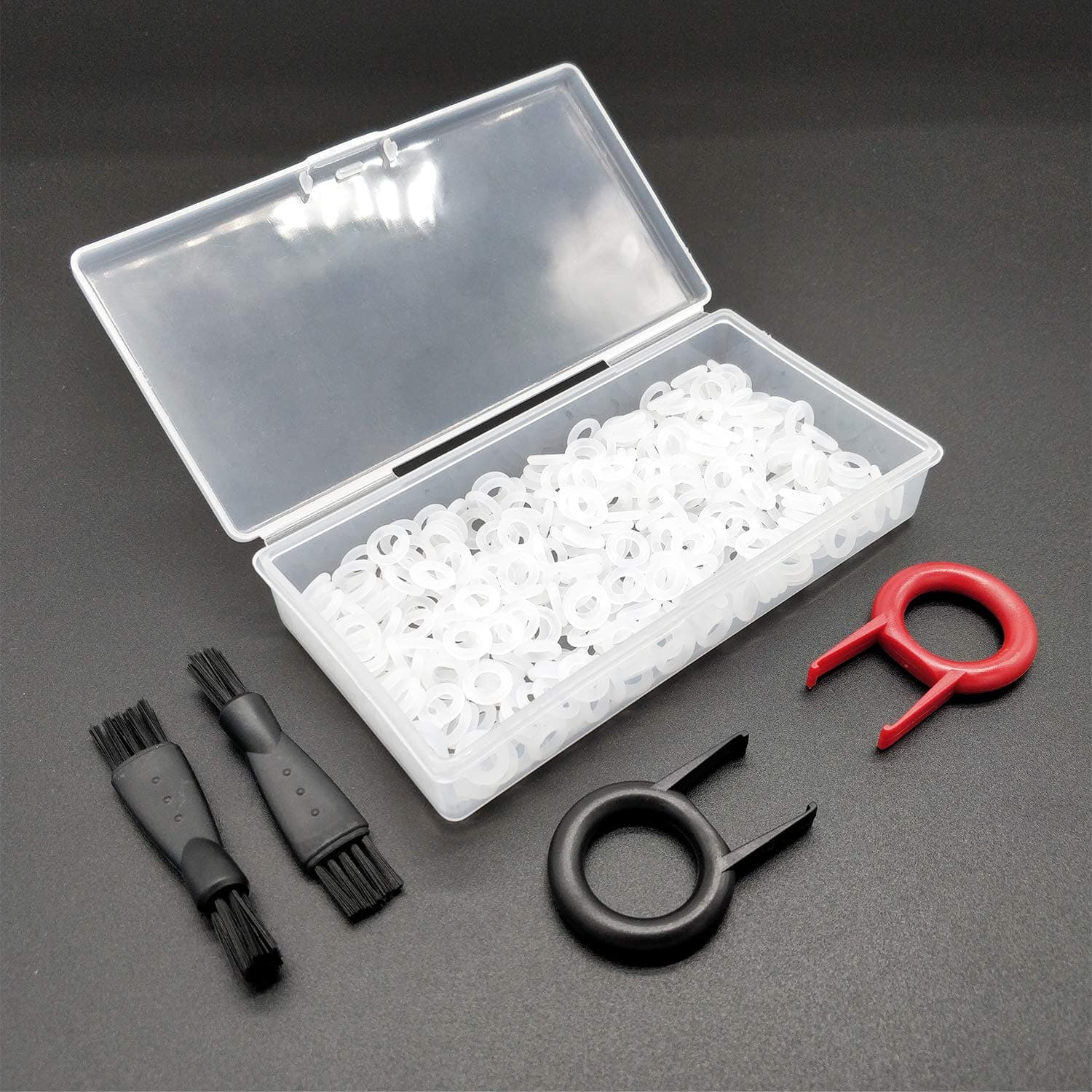 250 Pcs Thick 2mm Rubber O Ring Dampeners & Seal For Cherry Mx Switch And Mechanical Keyboard, With 2 Keyboard Puller Keycap Removal Tool And 2 Cleaning Brush