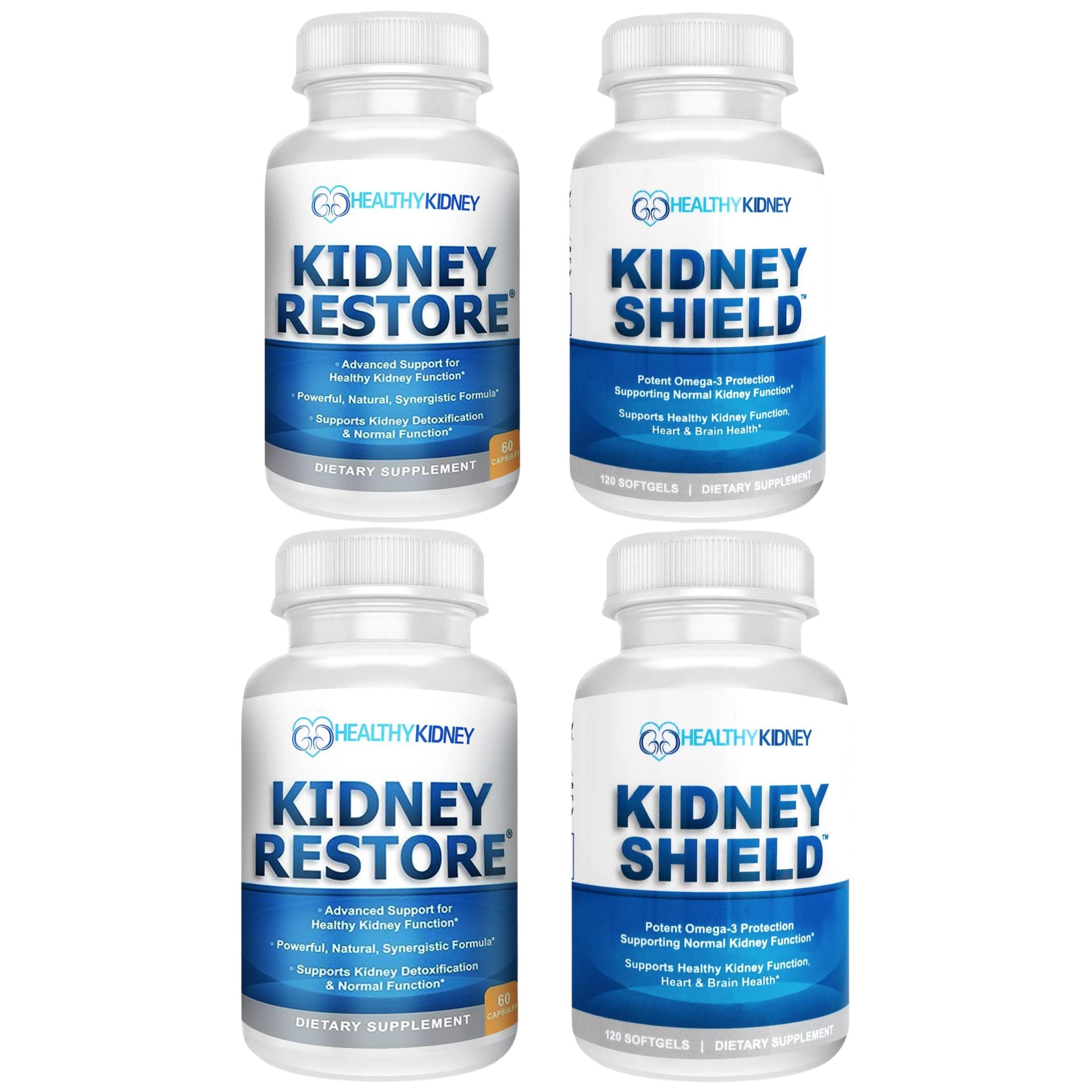 Kidney Restore & Kidney Shield 4-Pack Bundle Pills - Natural Kidney Support Supplement for Kidney Cleanse Detox & Repair - Comprehensive Renal & Kidney Health Supplement to Support Kidney Function