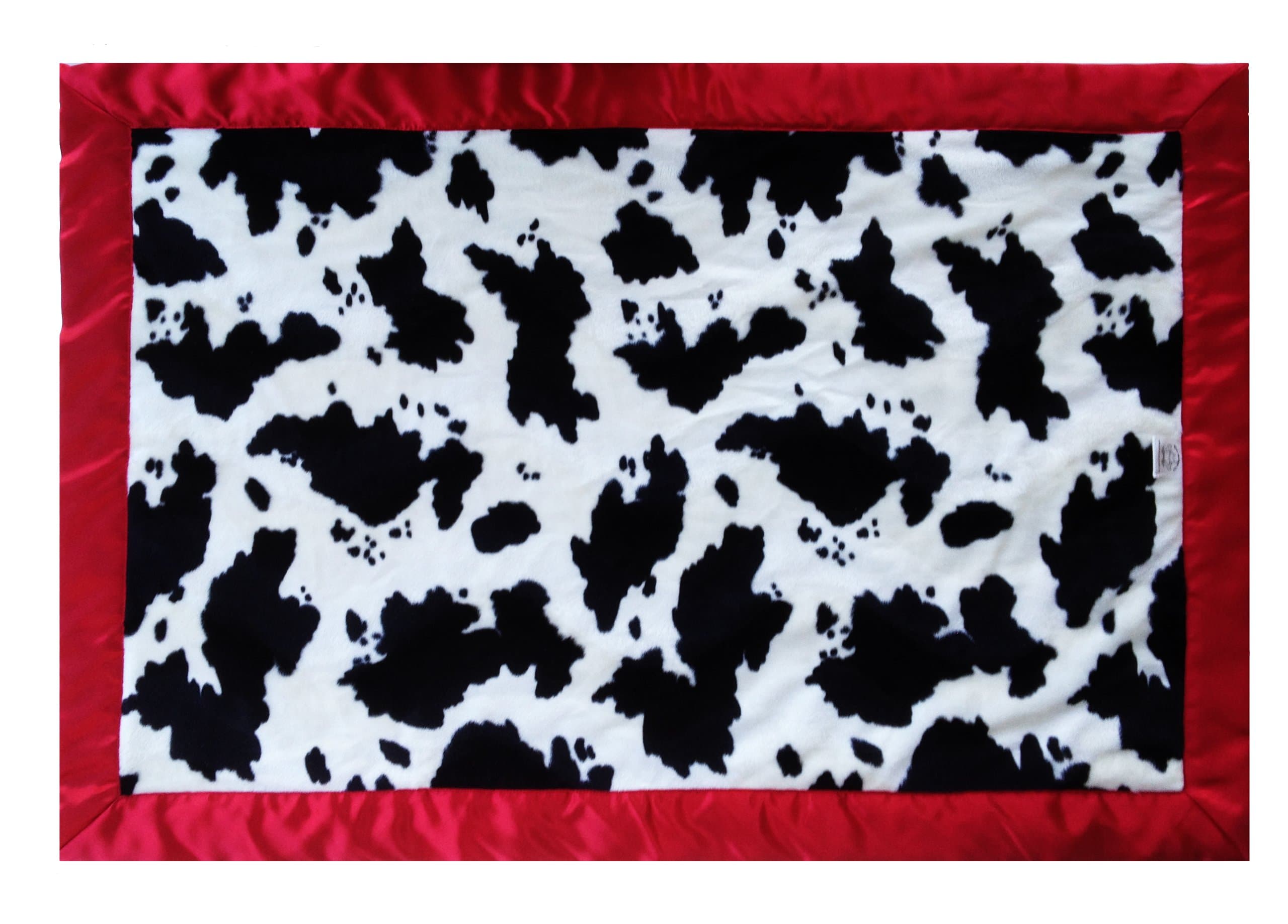 Patricia Ann Designs Flat Binding Chenille Cow Vannila Indulgence Blanket, Red
