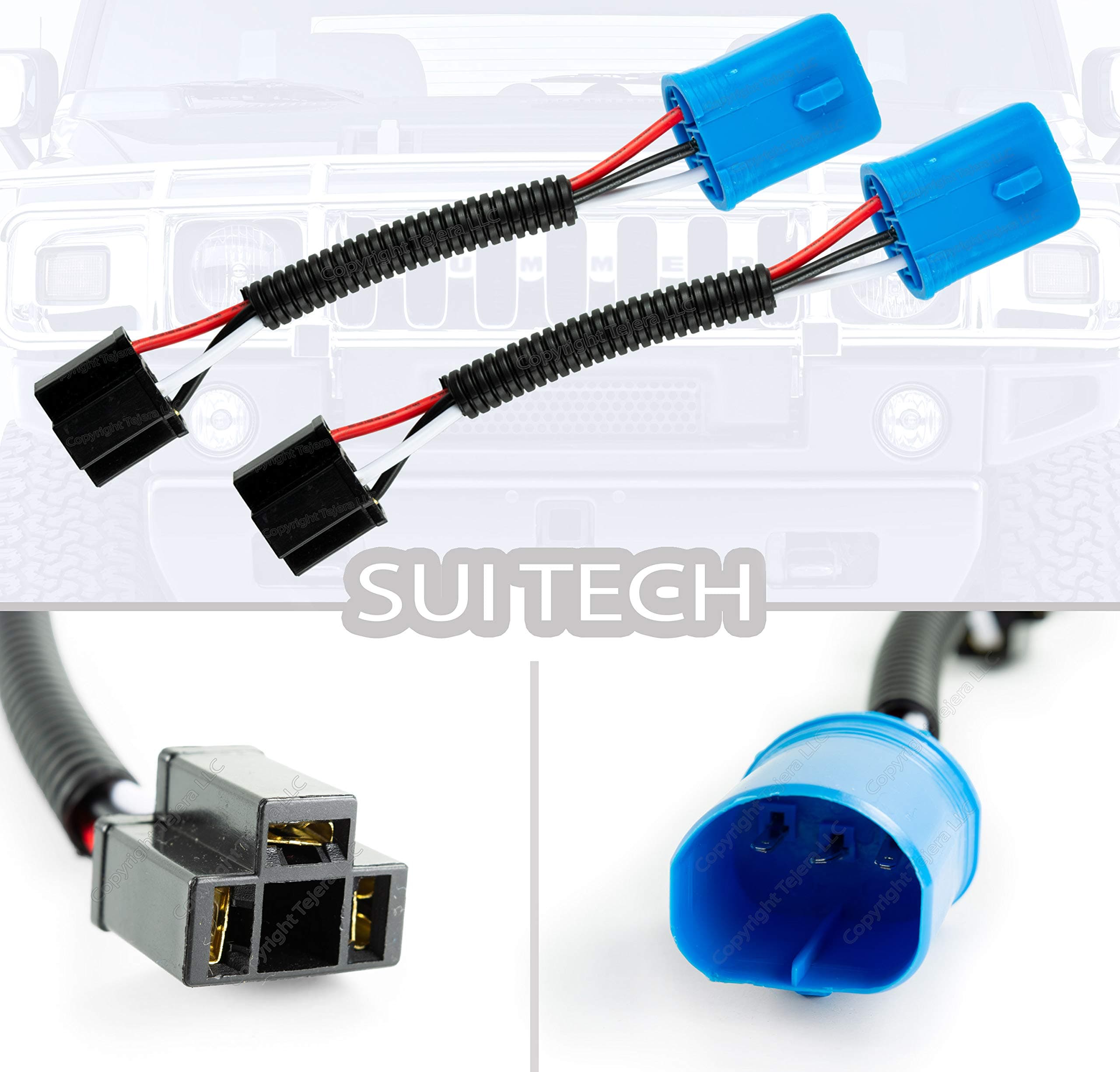 SuiTech 9007 H4 Adapter for Hummer H2 Headlight - Conversion Cable - for 7 inch LED Headlight on Trucks Motorcycle Car LEDs Headlights Bulbs (9007 to H4)