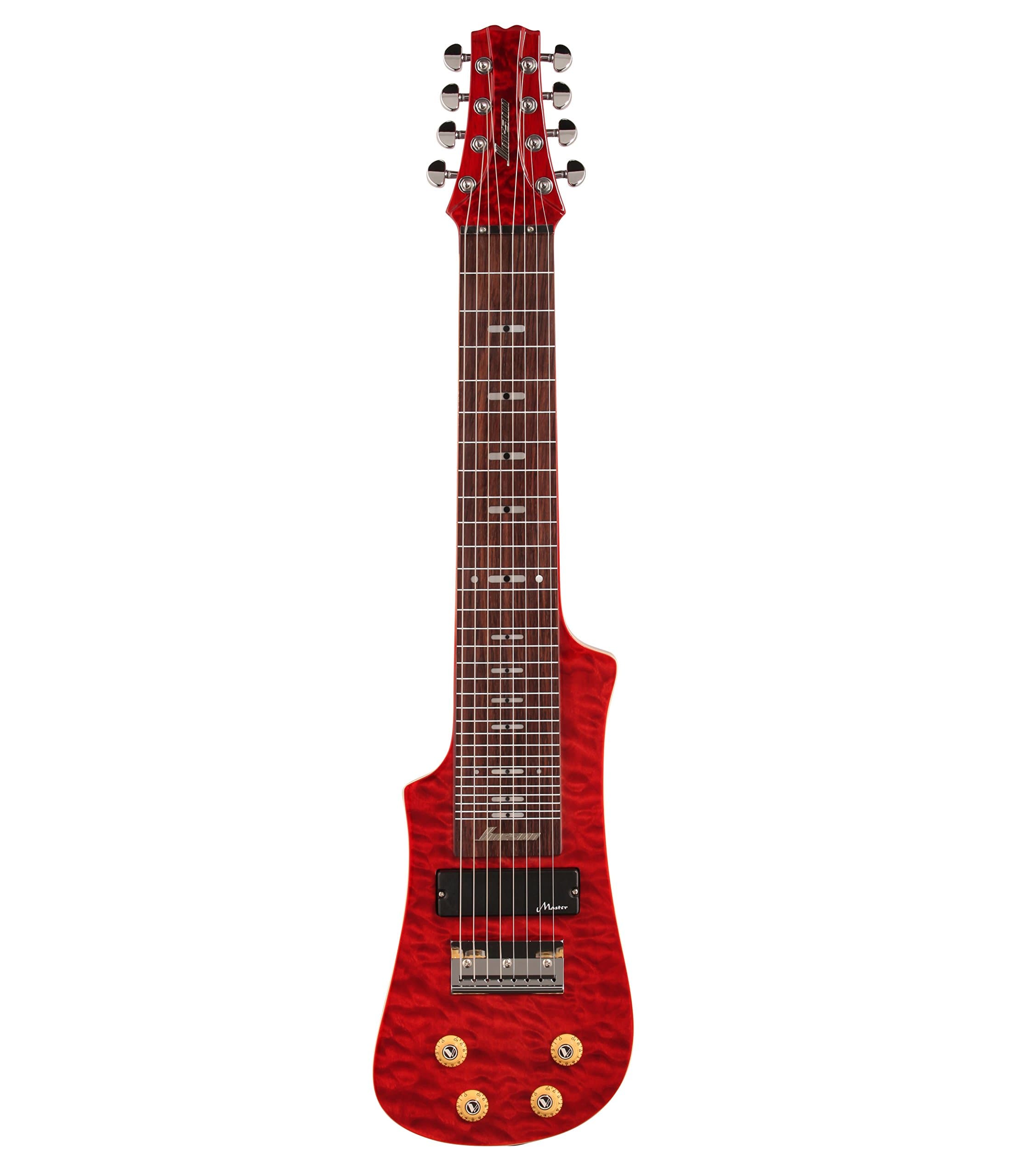 LT-230-8 TR 8-String Lap Steel Guitar with Gig Bag, Transparent Red Quilt