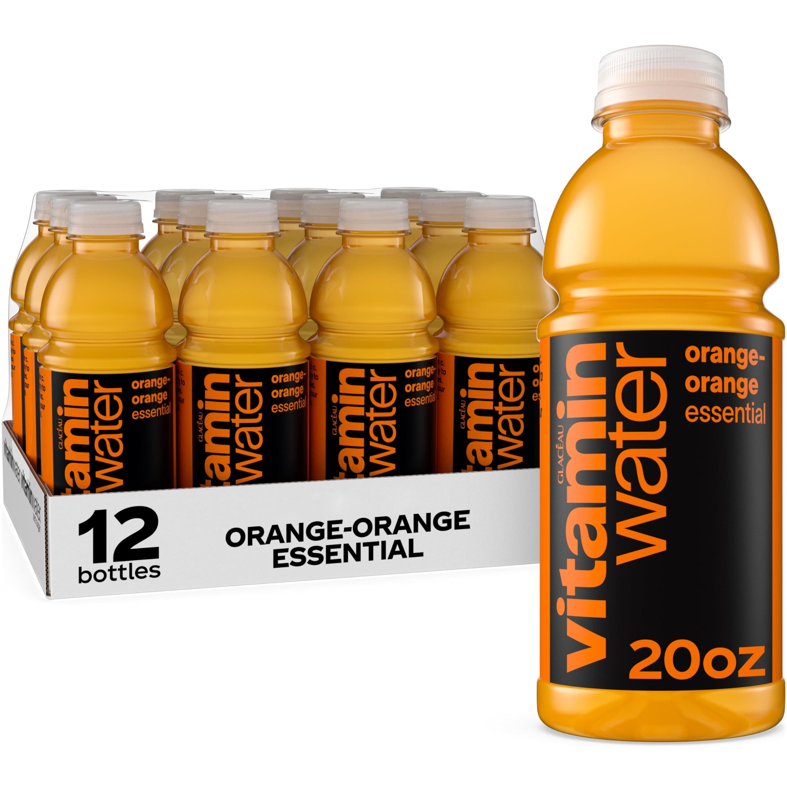 vitaminwater essential electrolyte enhanced water w/vitamins, orange-orange drinks, 20 fl oz (Pack of 12)