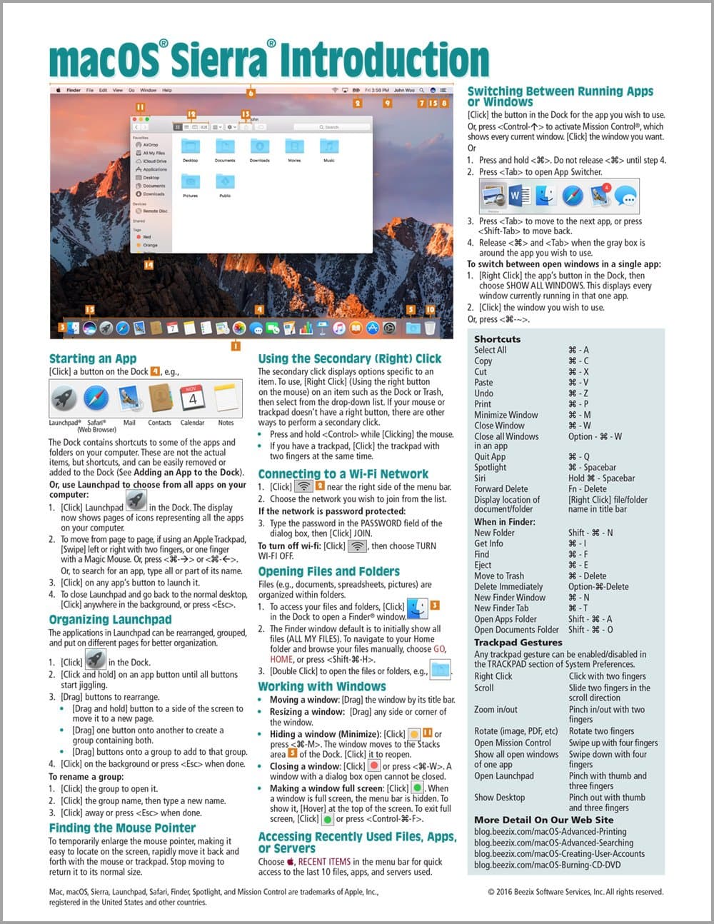 macOS Sierra Introduction Quick Reference Guide (Cheat Sheet of Instructions, Tips & Shortcuts - Laminated Guide)