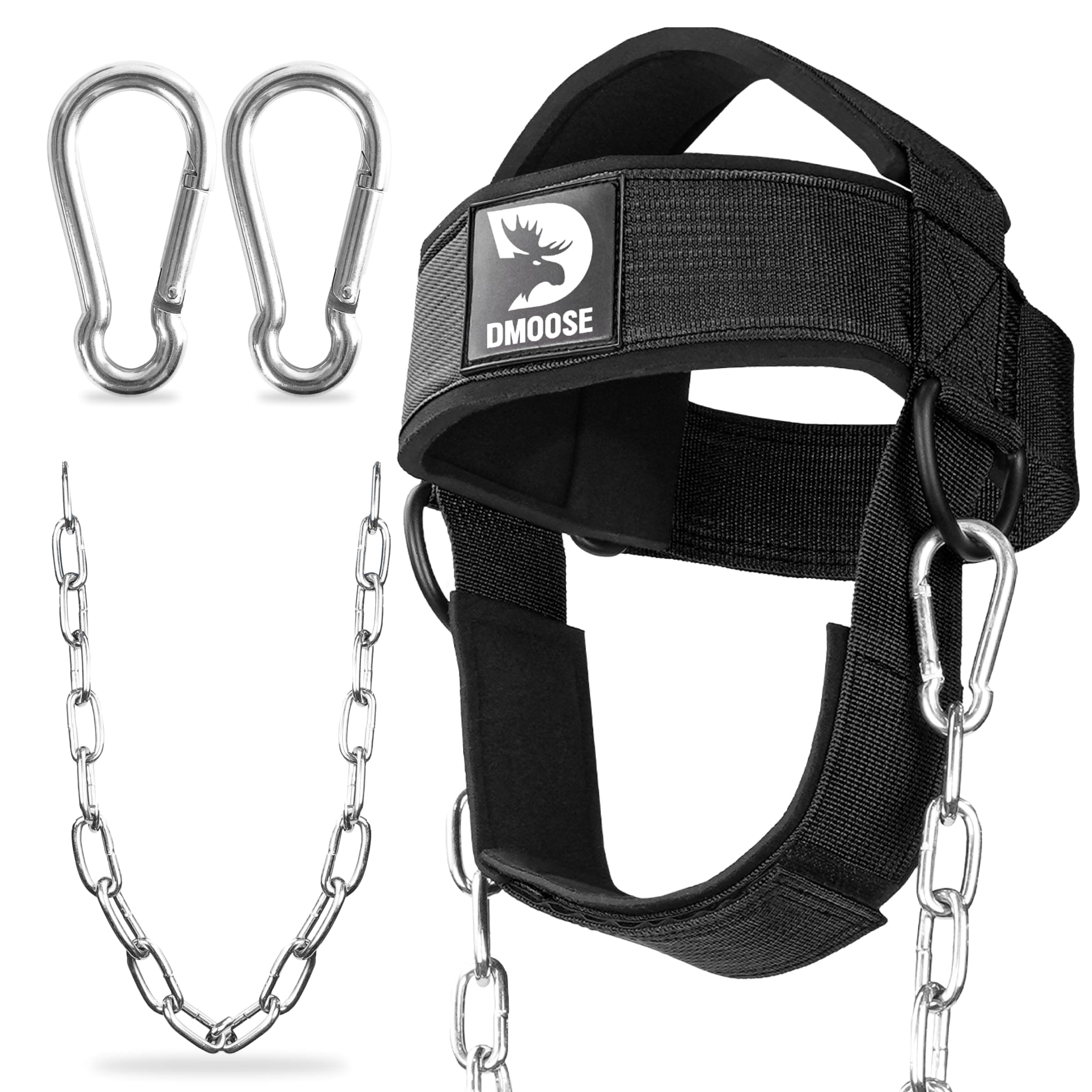 Neck Head Harness for Resistance Training. Extra-Heavy D-Rings and Steel Chain, Comfort Fit Neoprene, Superior Saddle Stitching. Build A Thicker Neck with Durable Exercise Neck Strap