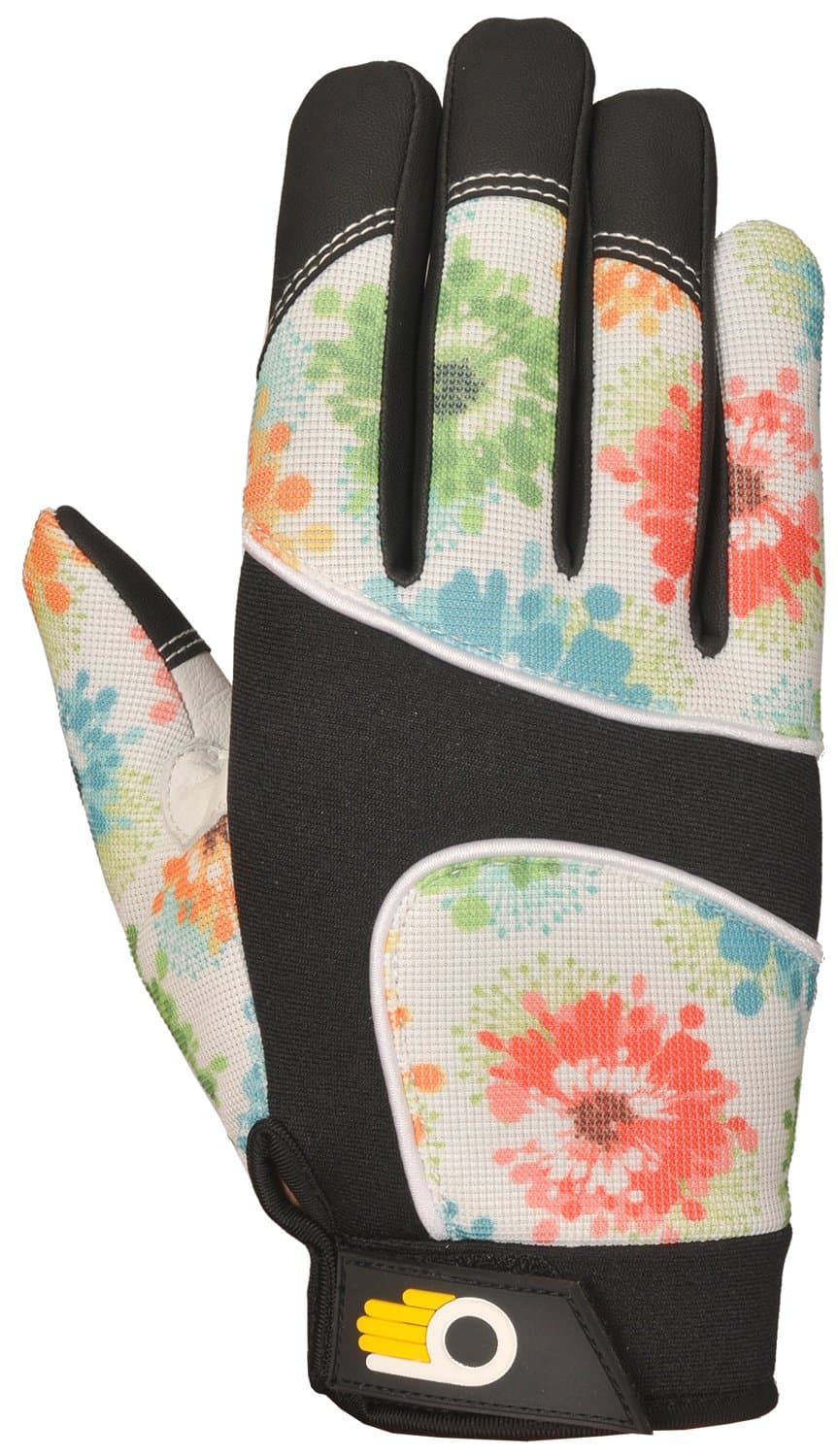 Bellingham C7781S Women's Floral Pattern Performance Work Gloves Premium Grain Cowhide with Reinforced Palm and Fingertips, Small