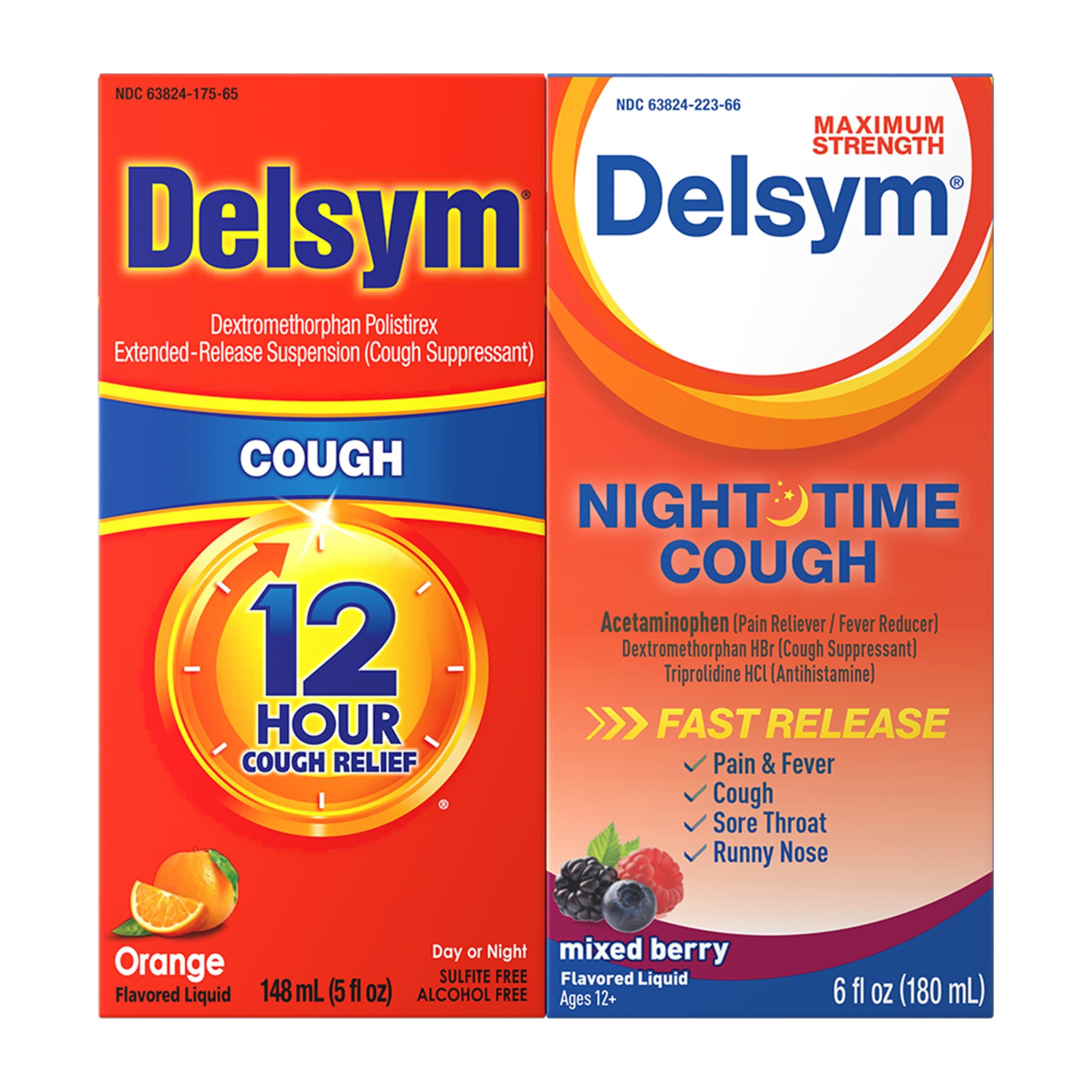 Delsym 12 Hour Cough 5 oz. and Nighttime Fast Relief 6oz, Combo Pack