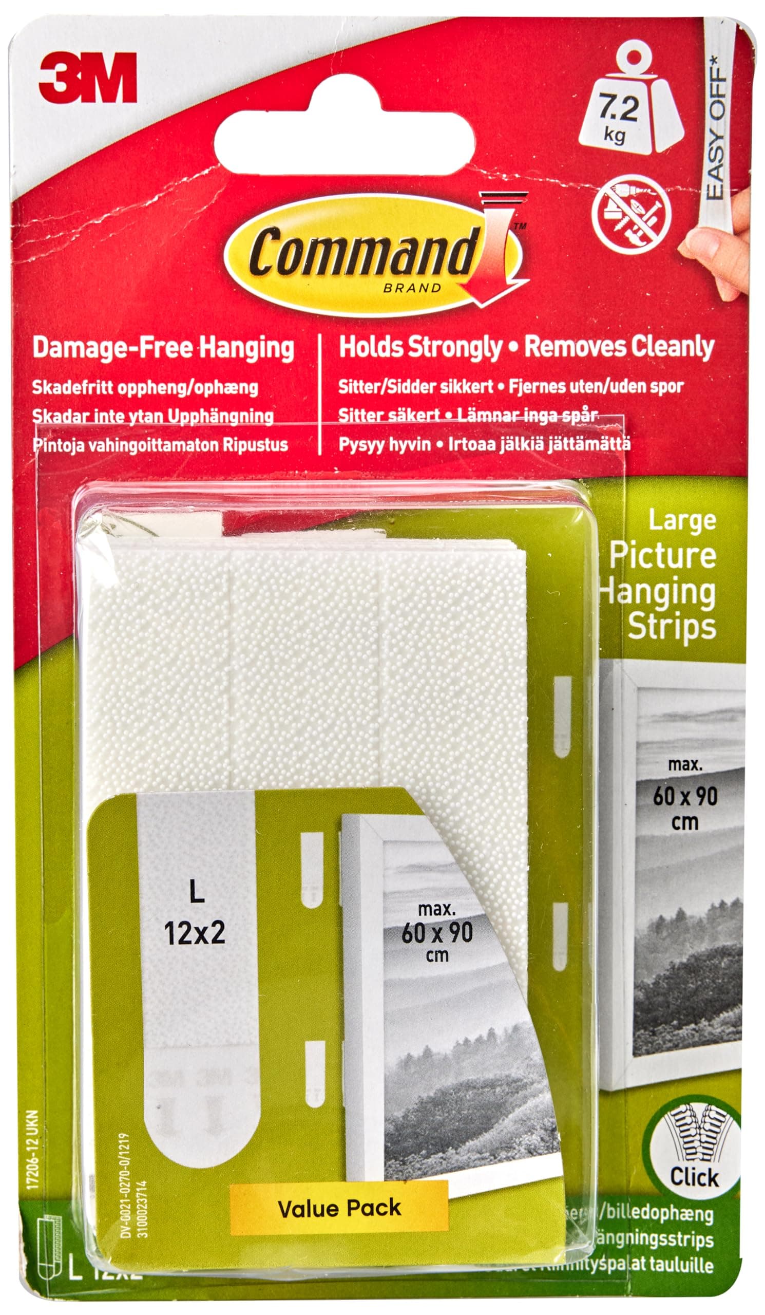 Command Picture Hanging Strips, Large (White,17206-12ES) - Pack of 12 Strips