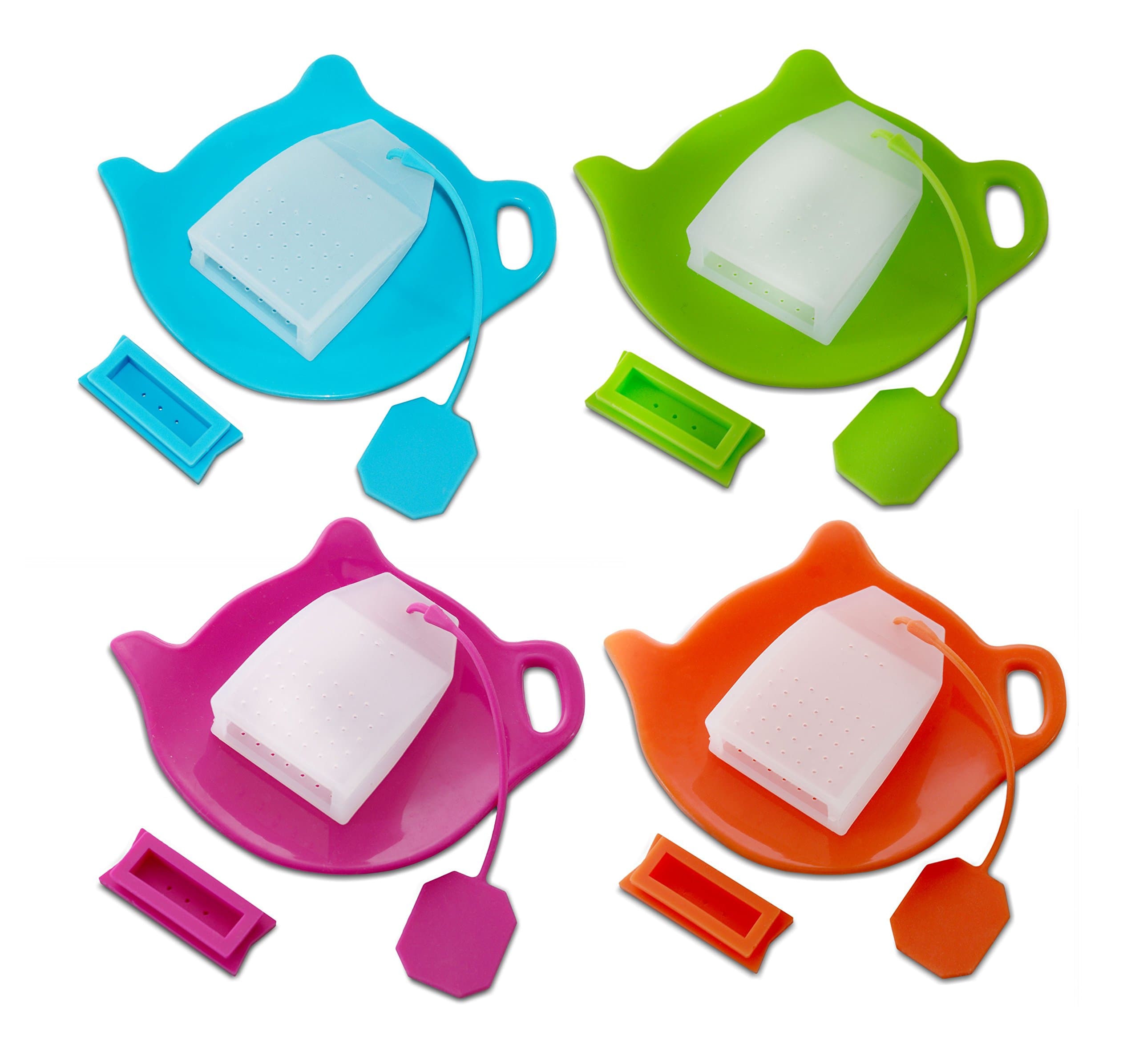 TEA INFUSIAST Cute Silicone Reusable Loose Leaf Tea Bag Infuser Strainer Spoon Rest Holder Set
