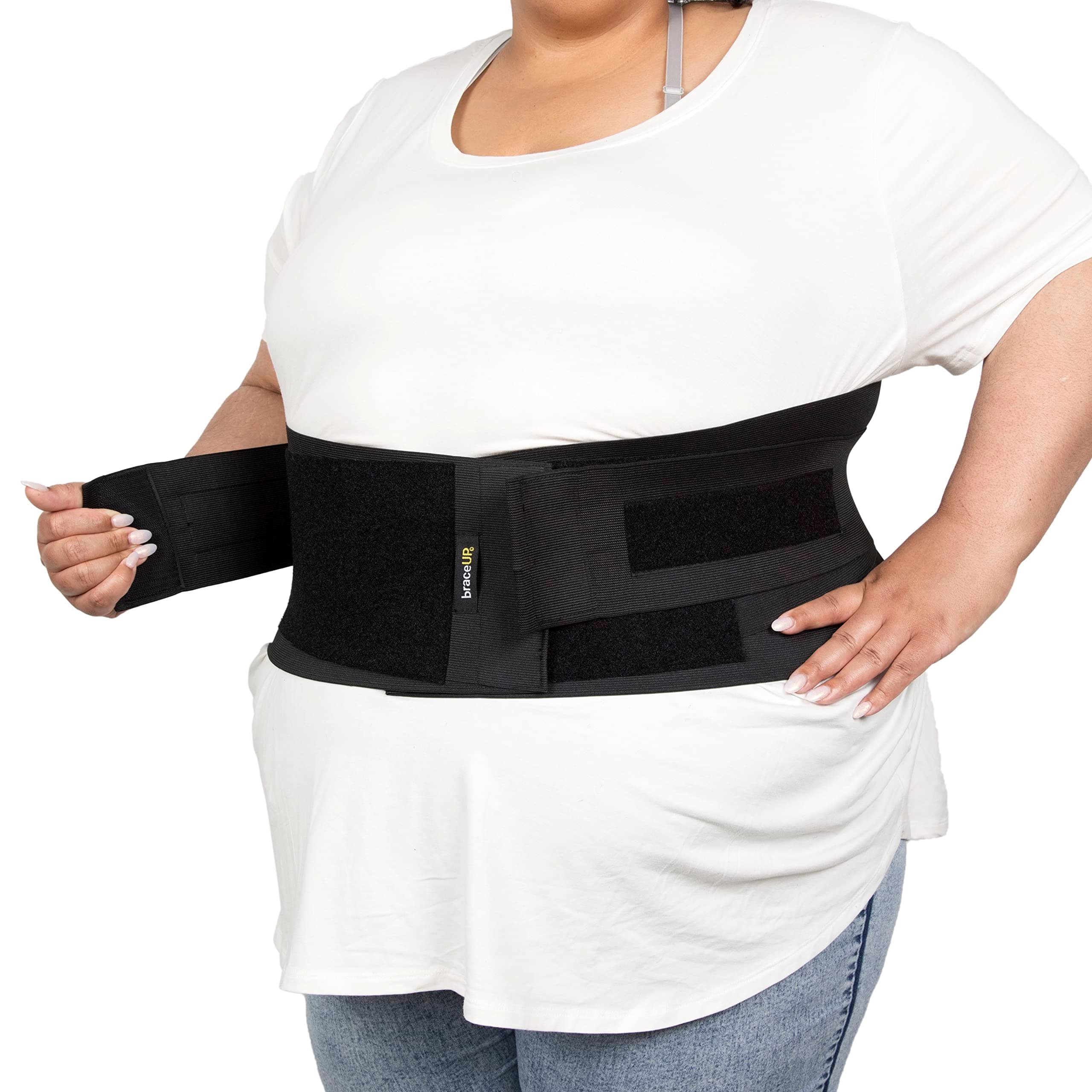 BraceUP Plus Size Back Brace for Woman and Man - Extra Large Lower Back Support with Straps and Compressions, Back Pain Relief, Abdominal Plus Size Binder (4XL 62-74 In)