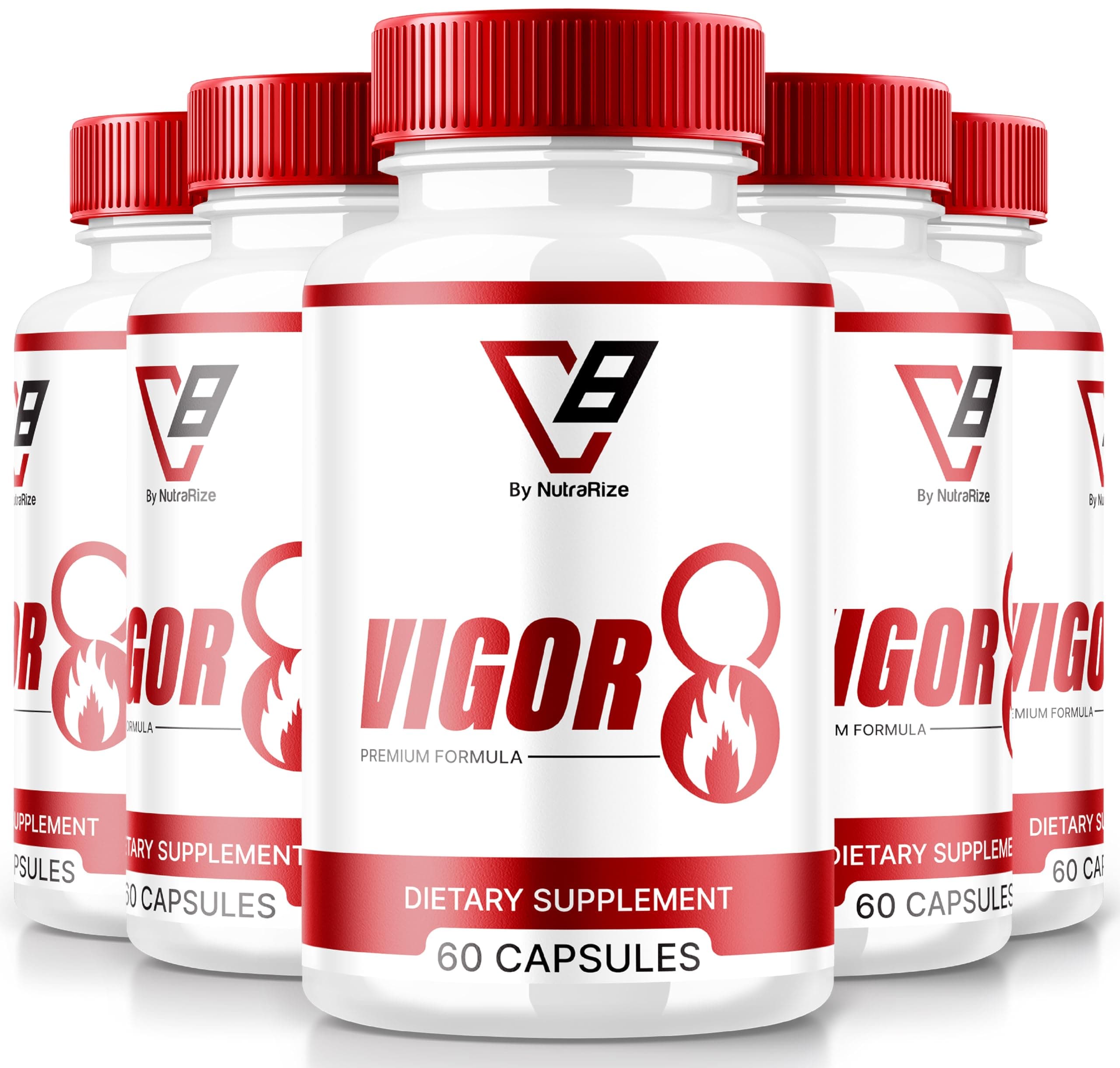 (5 Pack) Vigor 8 for Men, Vigor 8 Pills Male Enhancing Formula, Vigor Eight Supplement Capsules Test Boost, Vigor8 Stamina Booster Reviews Horny Goat Weed Tongkat Ali(300 Capsules)