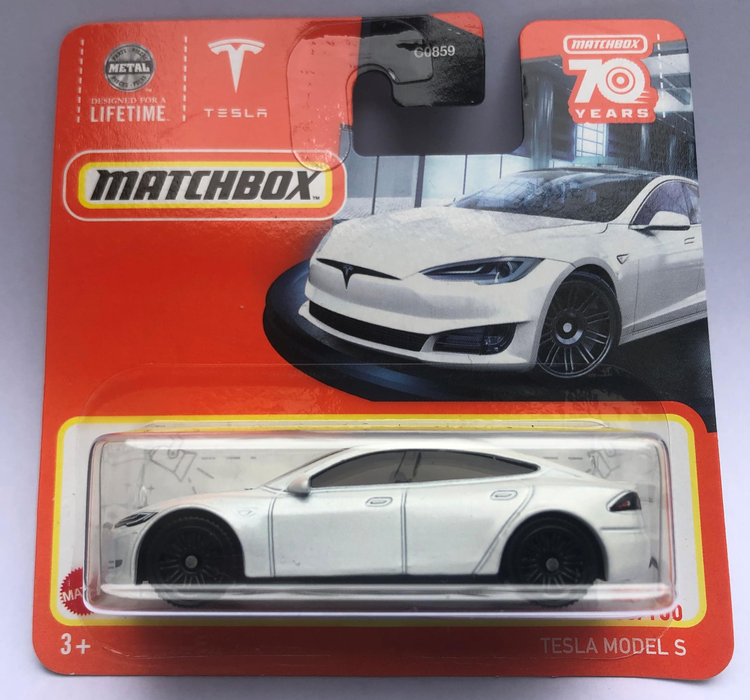2023 Matchbox Tesla Model S White 86/100 (Short Card) HLC59