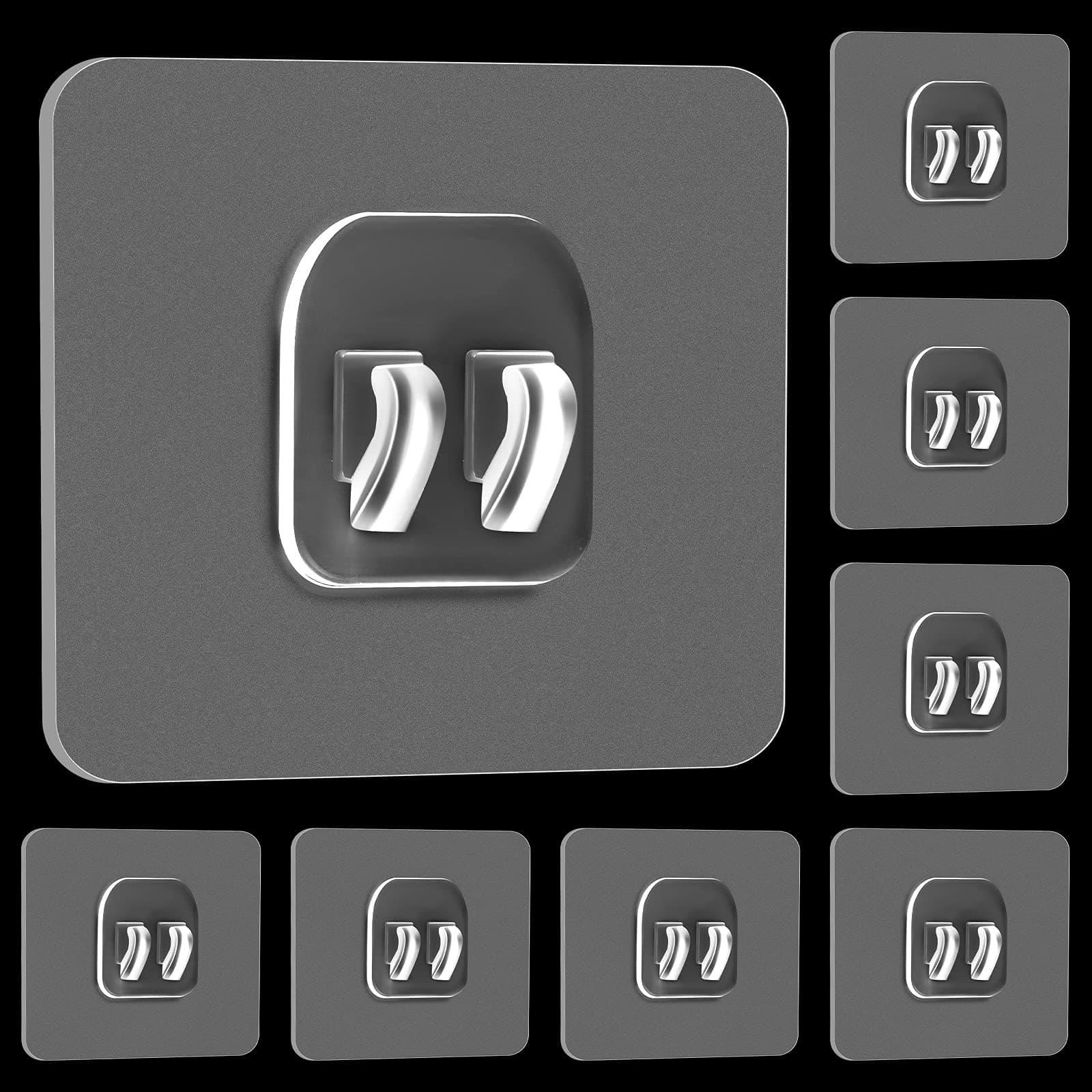 Jetec 8 Pieces Shower Caddy Adhesive Replacement Transparent Strong Adhesive Flat Hooks Stickers for Shower Caddy Basket Shelf, Soap Holder, Bathroom Storage Racks and Kitchen Racks(7 x 7 cm)