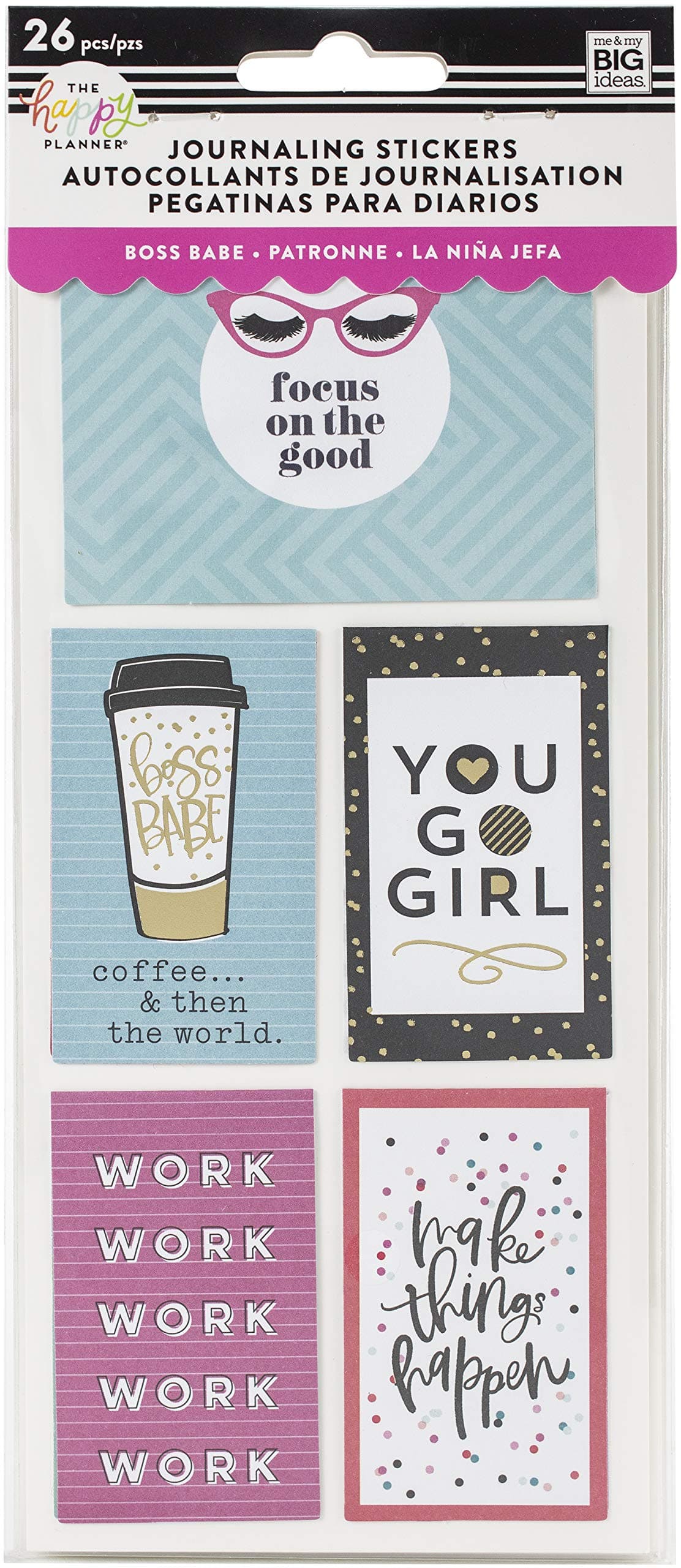 Me & My Big Ideas Happy Planner Medium Flip Stickers 5/Sheets-Boss Babe, 26/Pkg