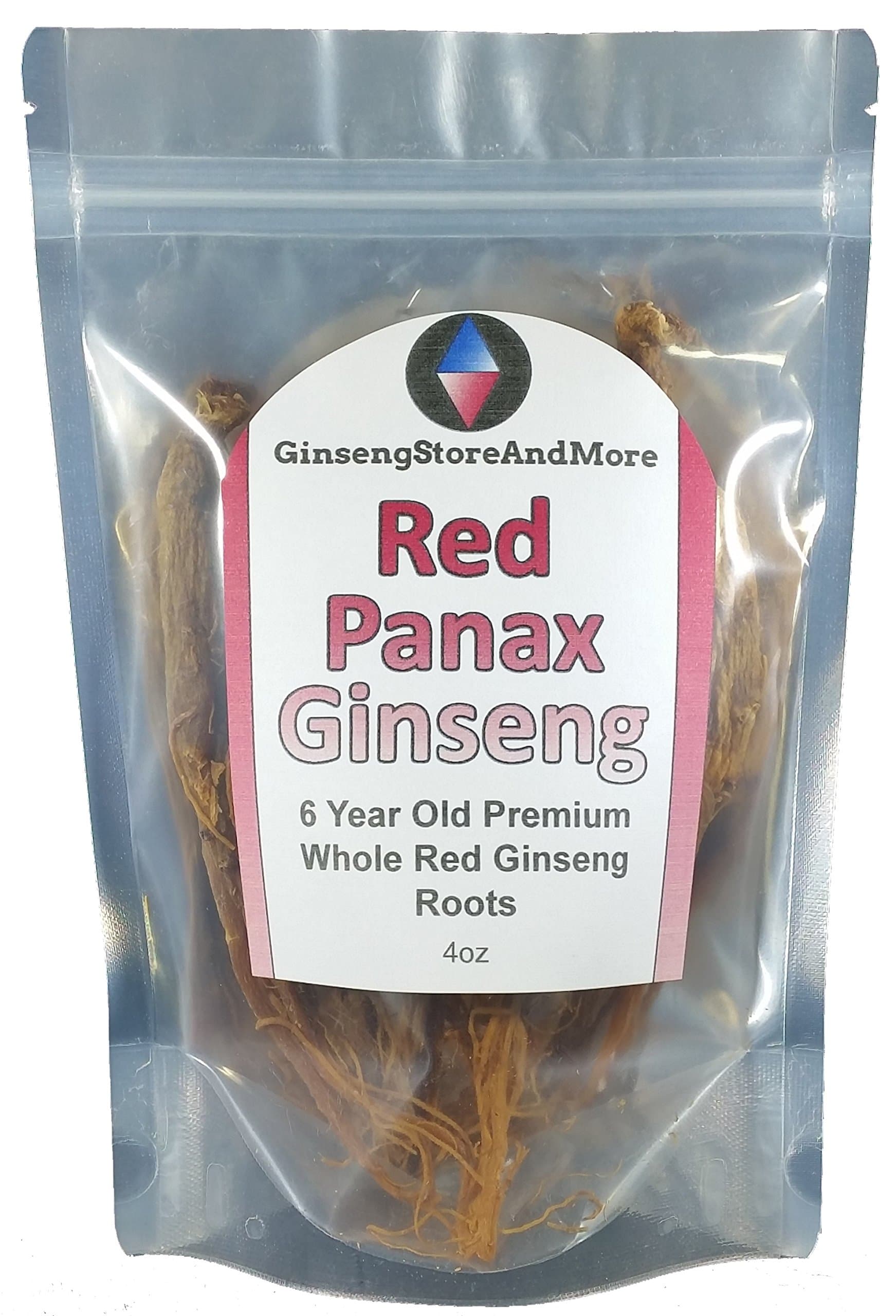 Red Panax Ginseng 1-16oz | 6 Year Old Whole Roots | Korean Red Ginseng | Premium Grade, Very Large | High Ginsenosides for Energy, Mental Health and Performance for Men & Women (4oz)