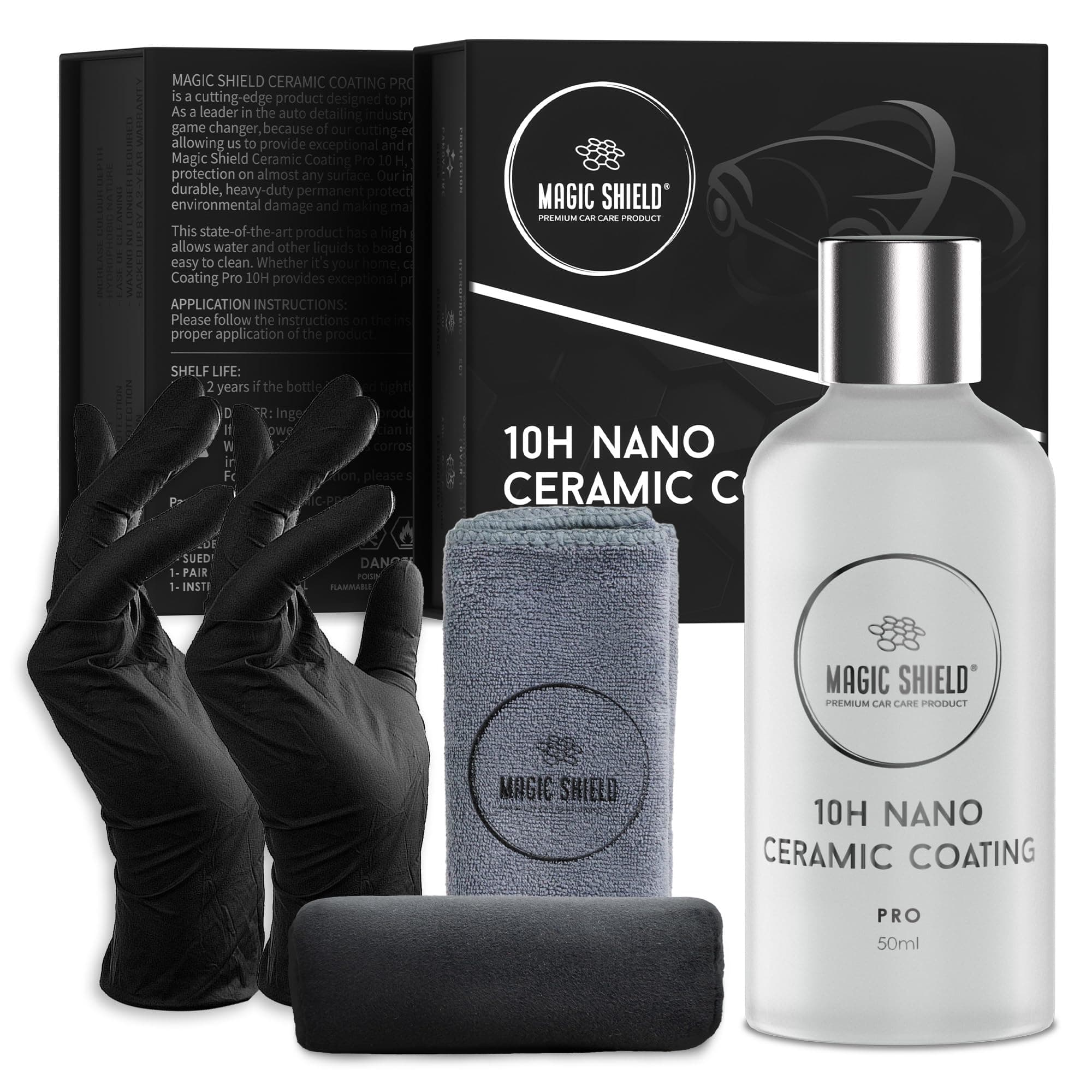 Ceramic Coating PRO 10H | Covers Over 2 Cars | Lasts 2+ Years | Easy Application | High Gloss, Self-Healing Finish | Ultimate SiO2 Protection for Cars, Motorcycles, RVs, and Boats (50ml)