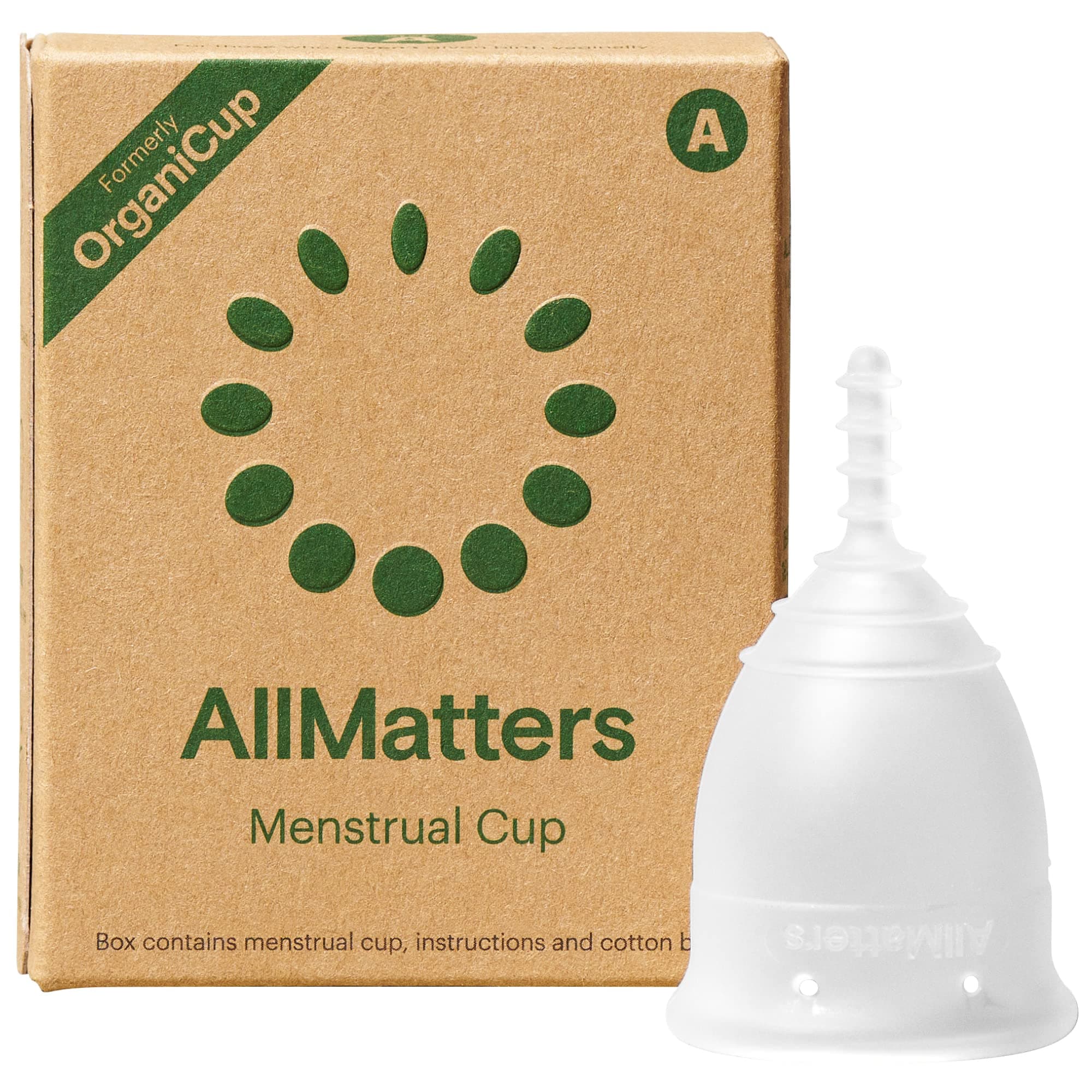 AllMatters Menstrual Cup (Formerly OrganiCup) Size A, for Those Who Haven’t Given Birth Vaginally. Award Winning Period Cups