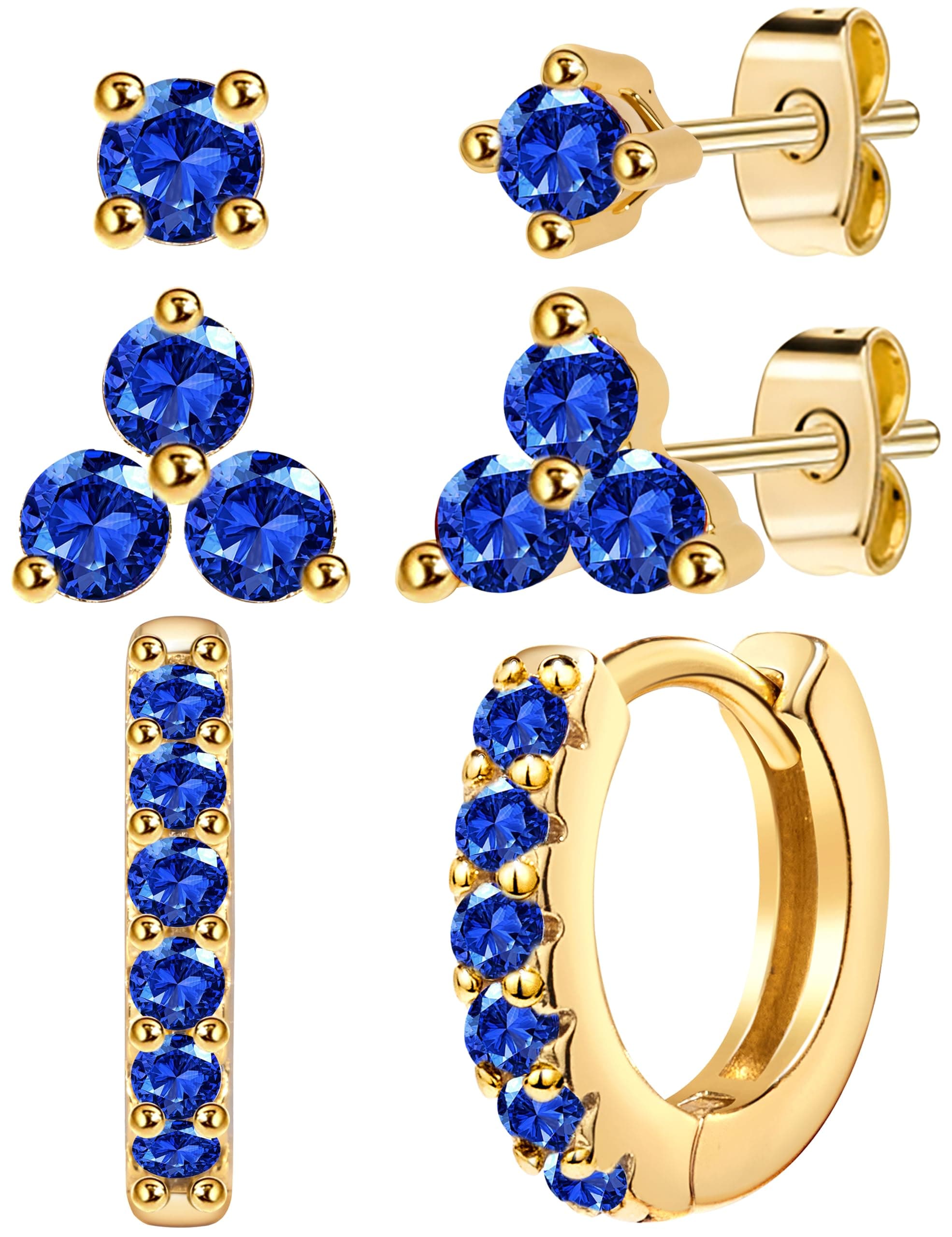 Dainty Small Gold Stud Earrings for Women, 14K Gold Plated Mini Tiny Studs Earrings Sets with Hypoallergenic S925 Sterling Silver Post for Sensitive Ears Cute Cartilage Earrings for Multiple Piercing Jewelry