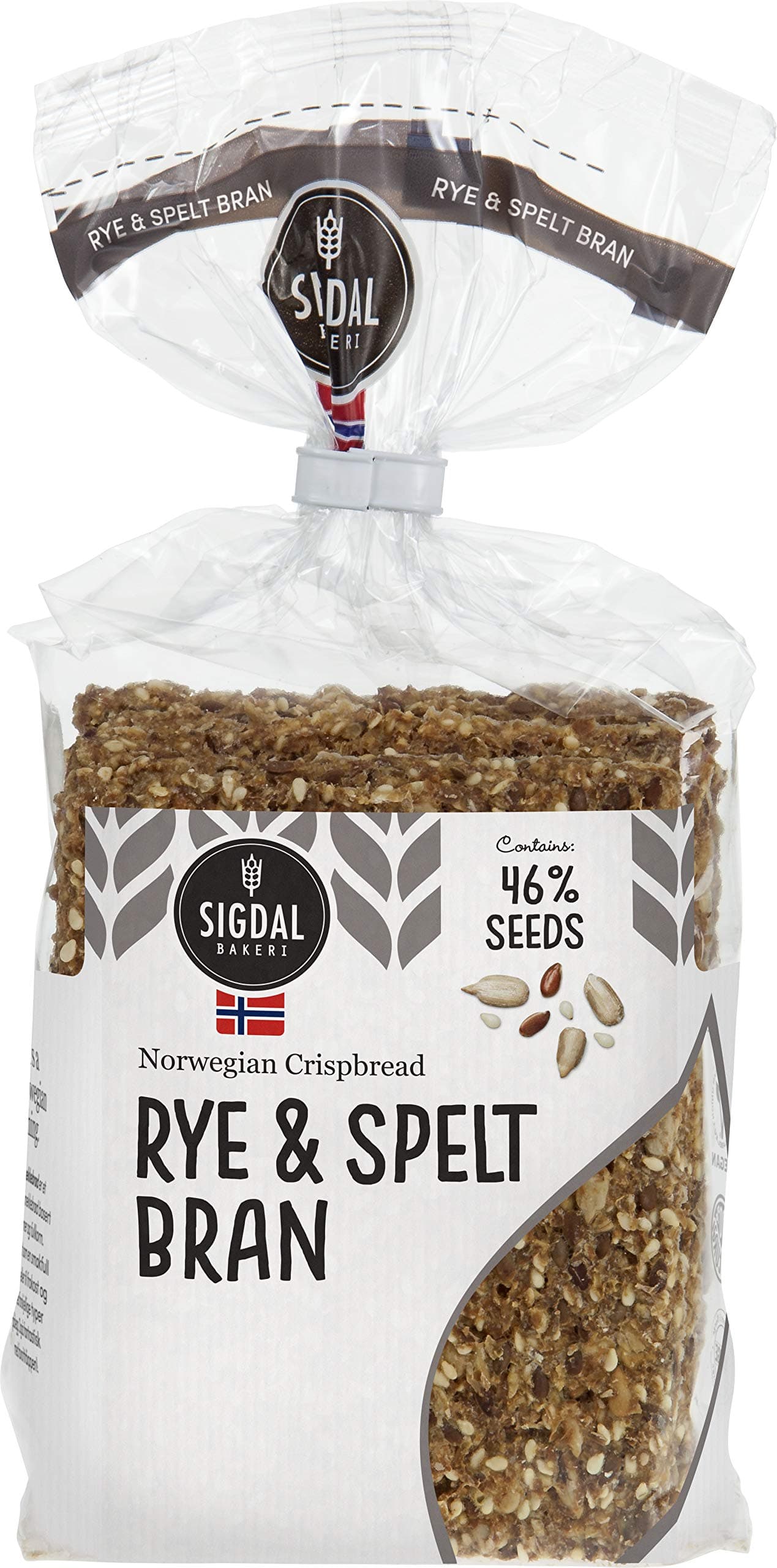 Sigdal 8.29 oz Rye & Spelt Bran Wholegrain Crispbread - Pack of 12