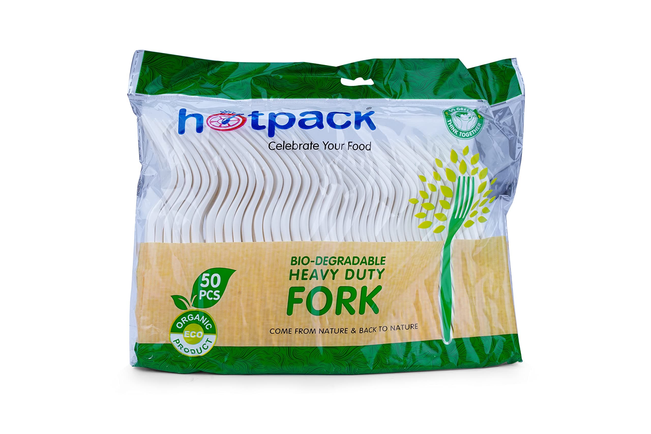 Hotpack Disposable Bio-Degradable Eco-Friendly Heavy Duty Fork, 50 Pieces