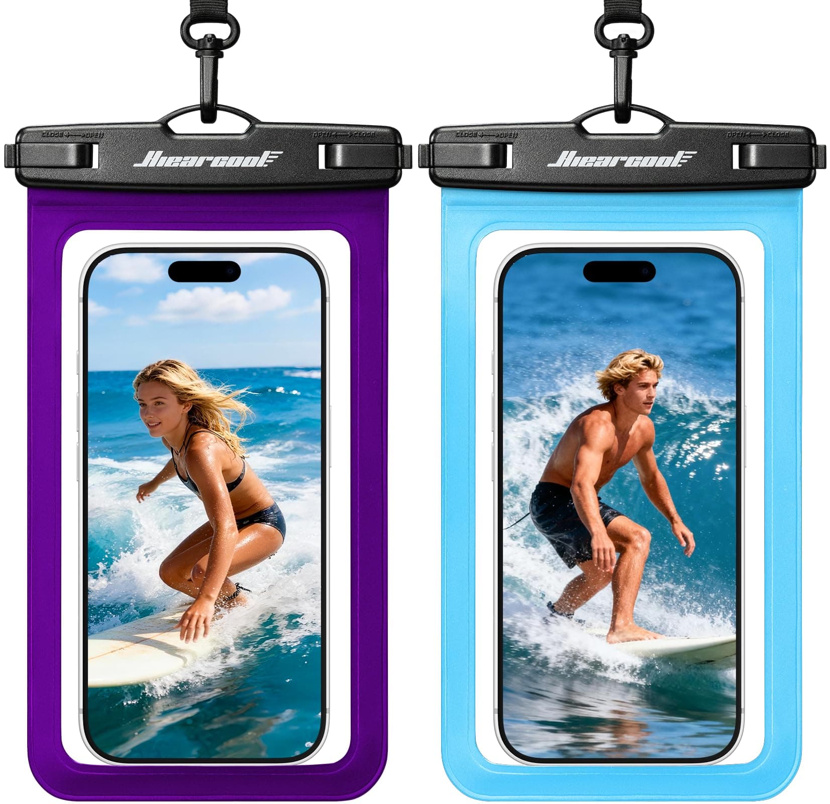 Hiearcool Universal Waterproof Phone Pouch, Dry Bag Compatible for iPhone 17 16 15 14 13 Pro Max XS Plus Samsung Galaxy S22 Cellphone Up to 8.3", IPX8 Water Proof Cell Phone Case for Beach-2Pack