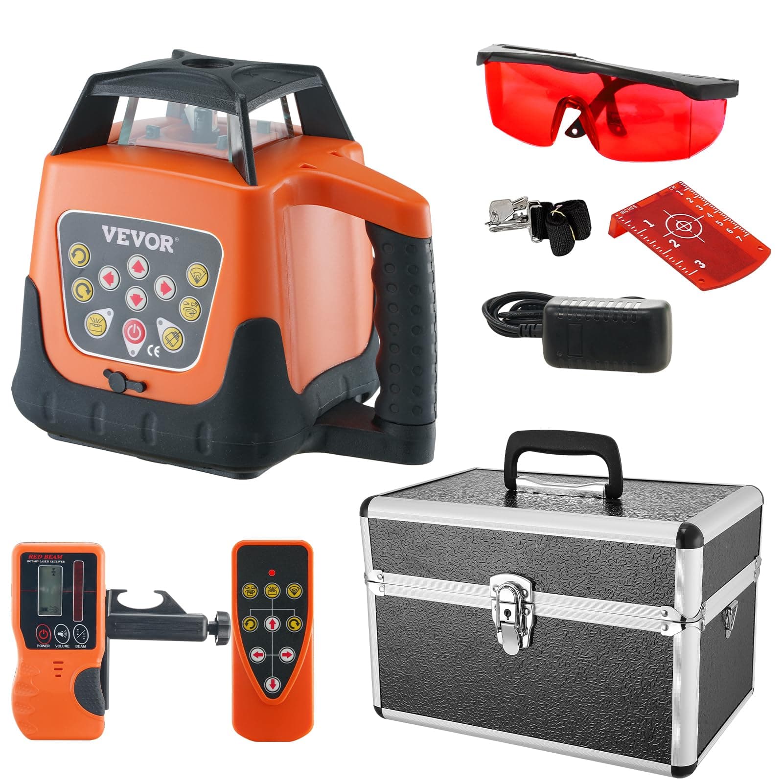 Rotary Laser Level 1650ft,360 Degree Self Leveling Red Cross Line Laser,5 Rotation Speeds&4 Scanning Angles Adjustment,IP66 Waterproof Remote Control Manual Self-leveling Mode,Battery Included