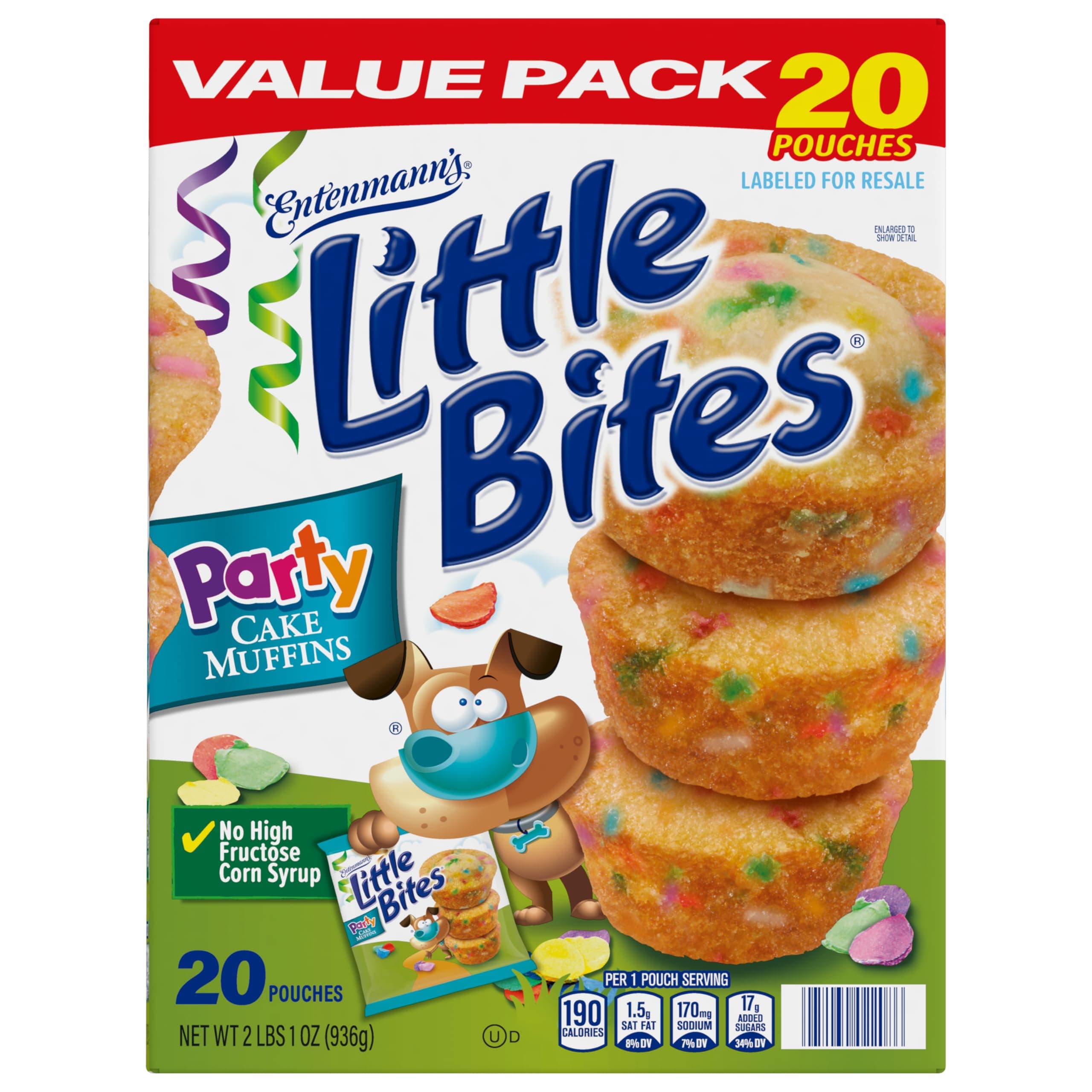 (Value Pack) Little Bites Party Cake Muffins, 20 individual packs, (4 ct each), Cake and Sprinkles Mini Muffins, 33 oz Multipack