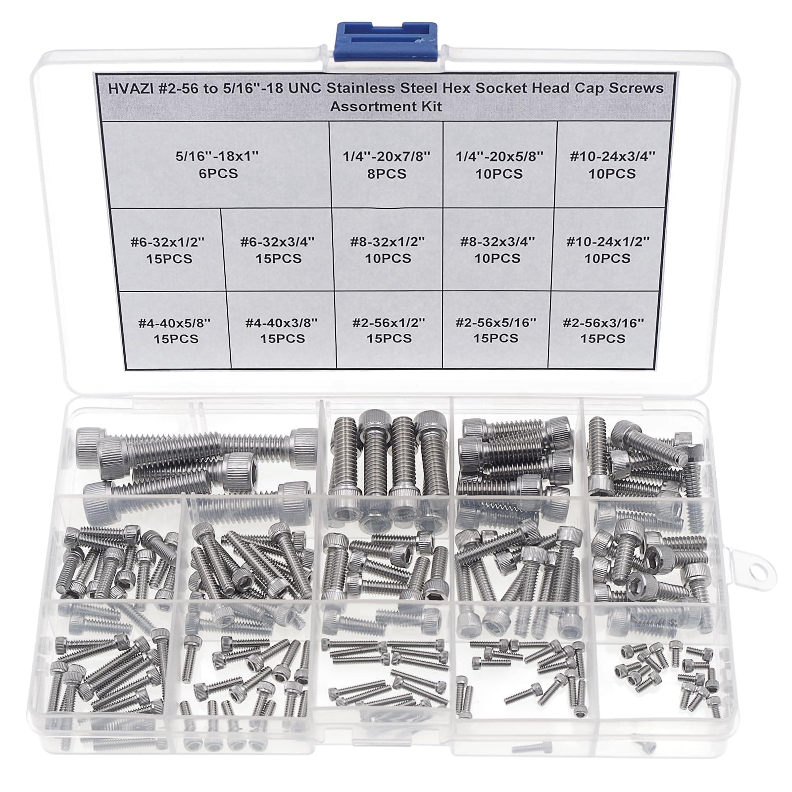 #2-56 to 5/16"-18 UNC Stainless Steel Hex Socket Head Cap Screws/Bolts Assortment Kit