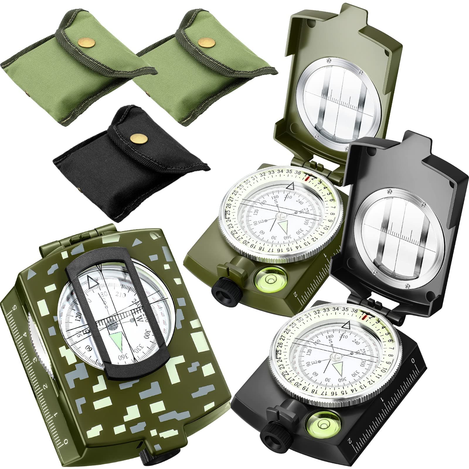 3 Pcs Military Compass Lensatic Sighting Compass Waterproof Shakeproof Compass Hiking Survival with Lanyard and Carrying Bag for Camping Hunting Outdoor Army Accessories Gifts