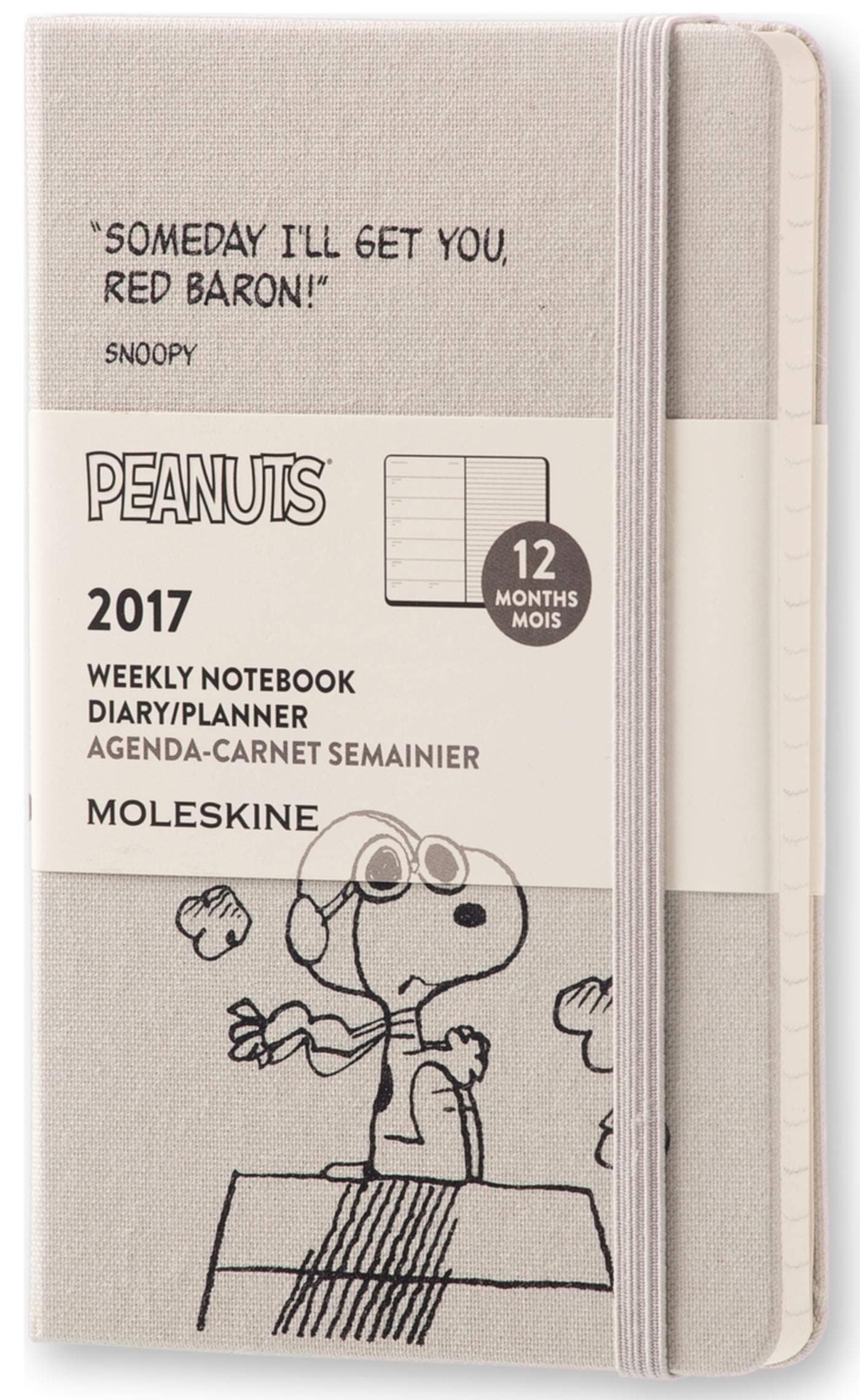 Moleskine 2017 Peanuts Limited Edition Weekly Notebook, 12M, Pocket, Light Grey, Hard Cover (3.5 x 5.5)