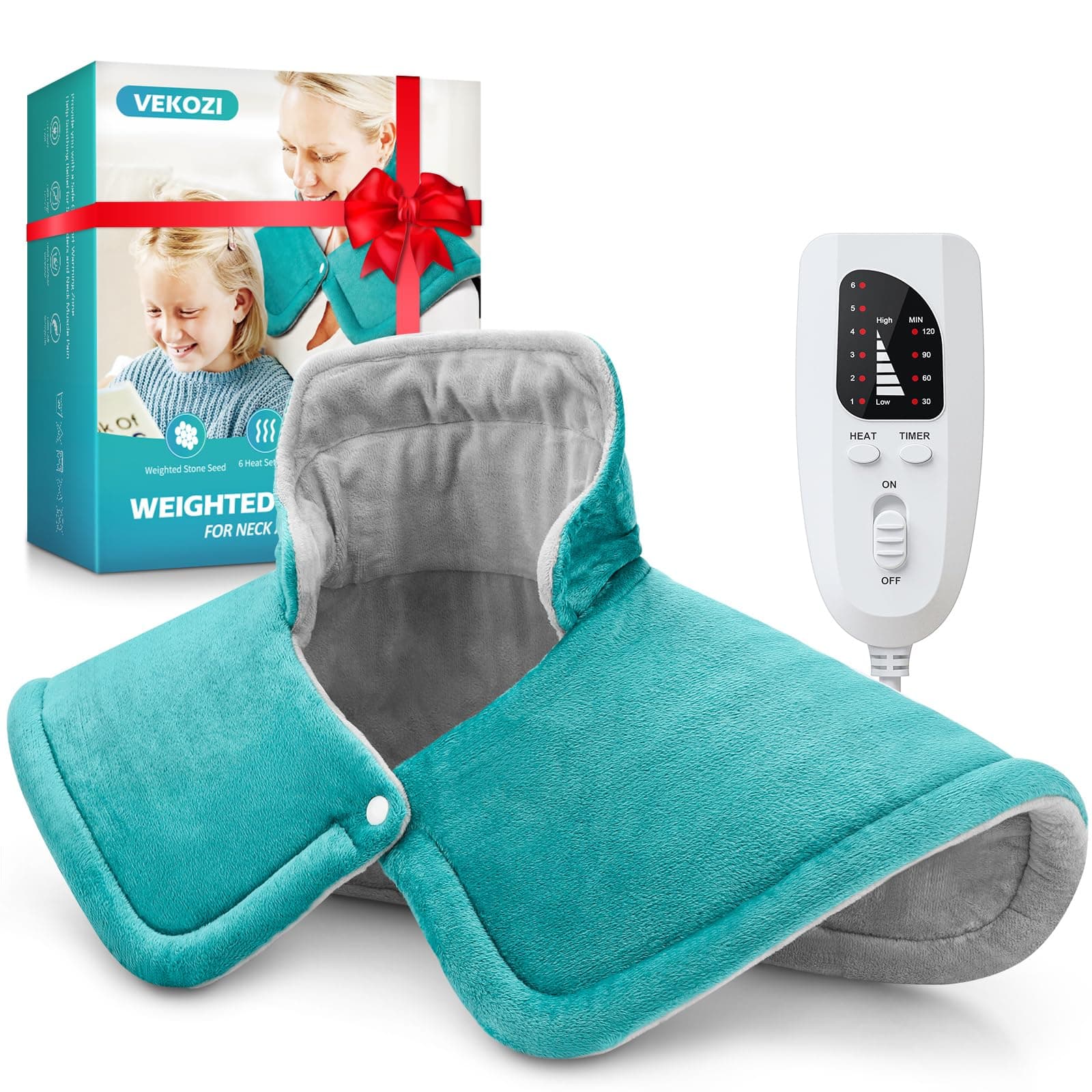 - Heating Pad for Neck and Shoulders and Back, Mothers Day Gifts for Mom Wife Grandma, Birthday Gifts for Women, Weighted Neck Heating Pads, Large Heat Pad, 6 Heat Settings 4 Auto-Off, 17"x23" Blue