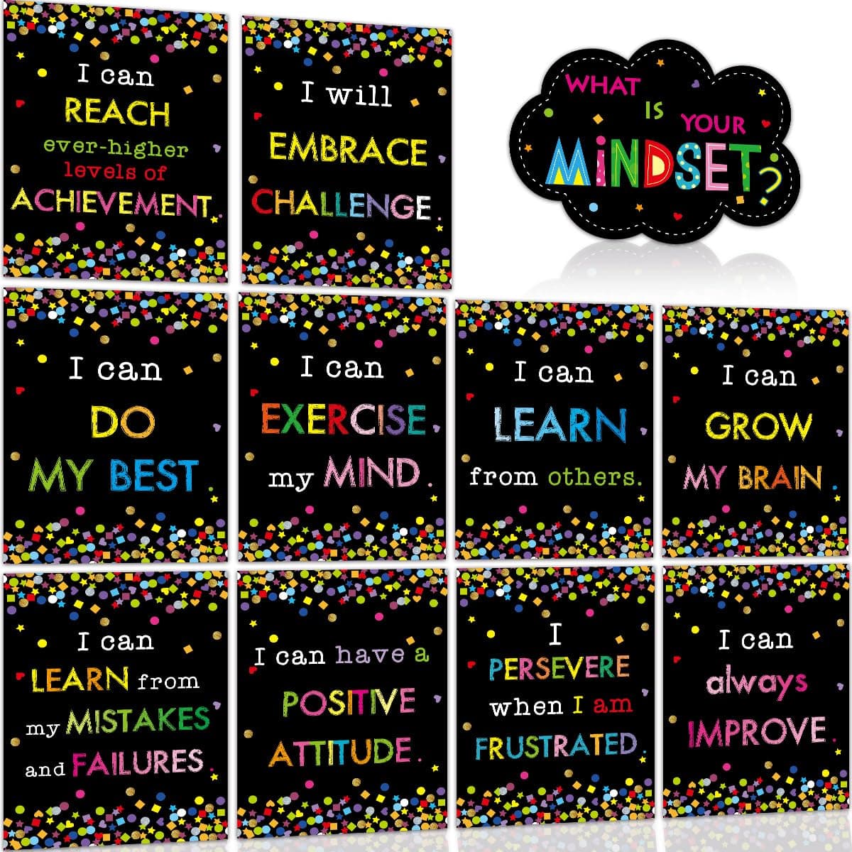 ceiba treeGrowth Mindset Posters Confetti Bulletin Board Display Set Positive Sayings What is Your Mindset for Classroom Decoration