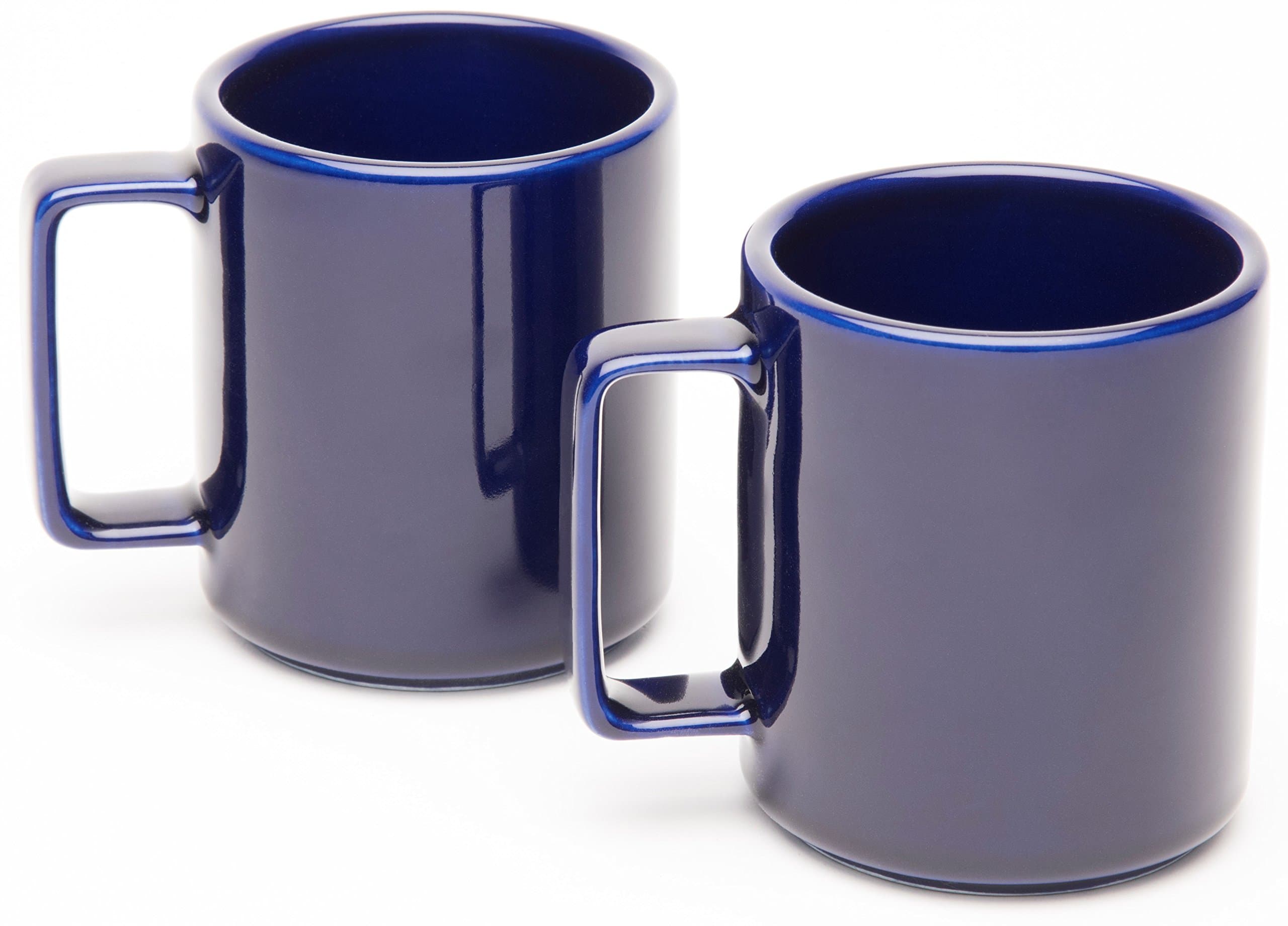 Ceramic Square Handle Coffee Mug, Made in USA, Cobalt Blue, 17 oz - Pack of 2