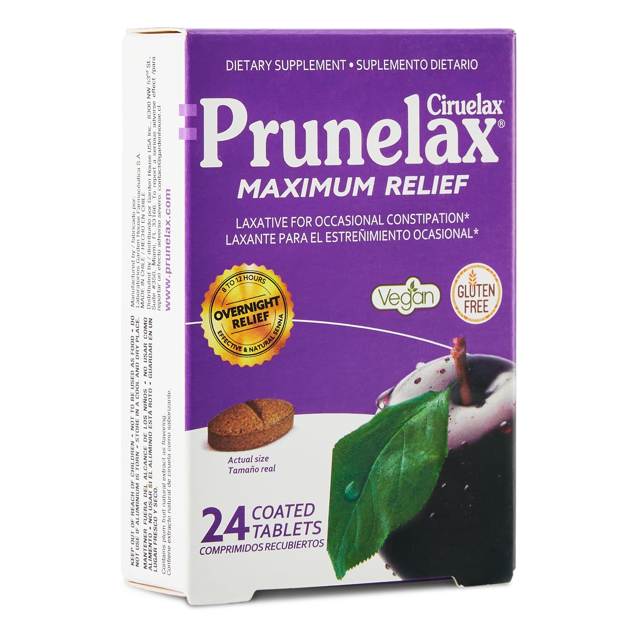 Ciruelax Maximum Relief Natural Laxative for Occasional Constipation, 24 Tablets