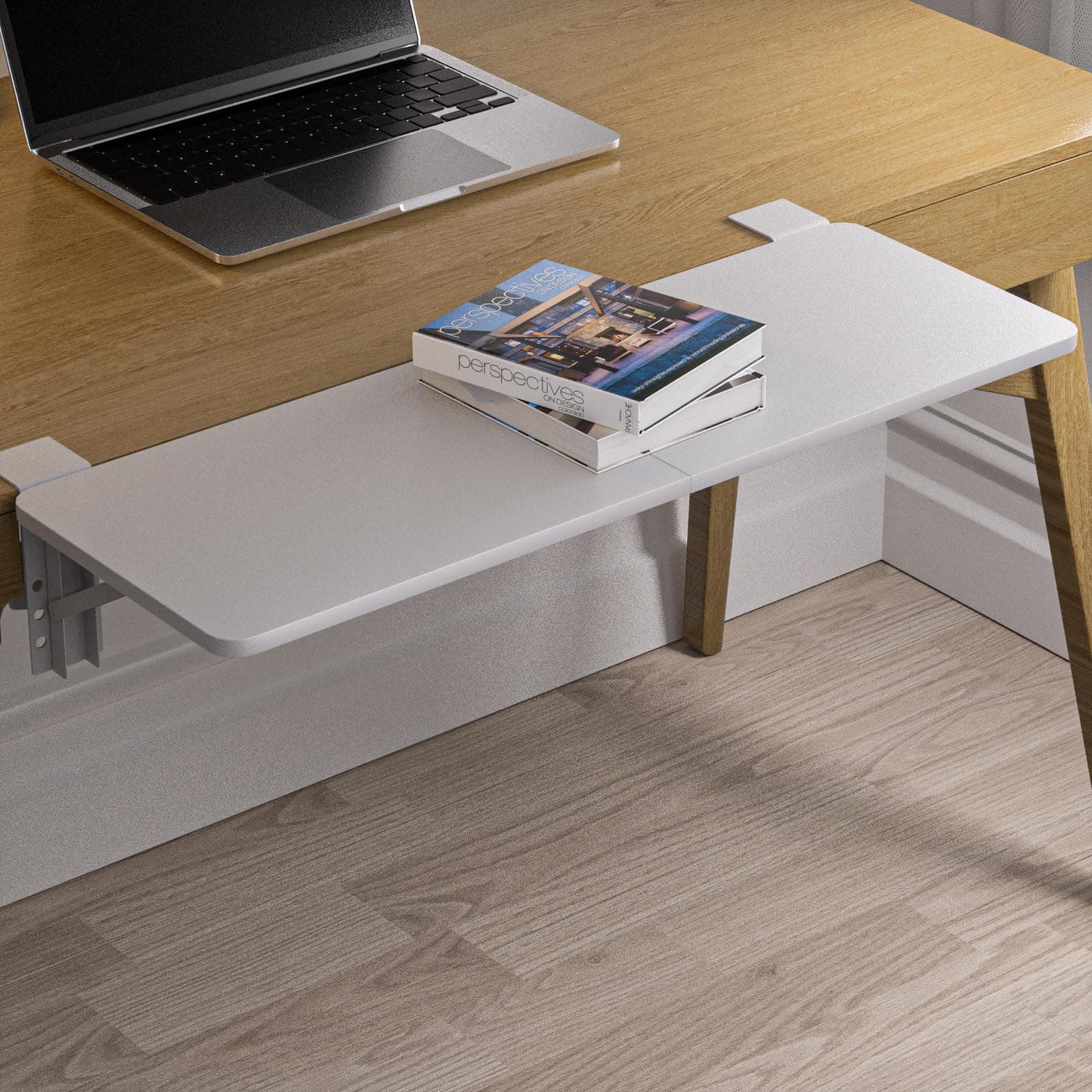 Desk Extender, 27.16" X 9.45"Large Size Clamp-on Foldable Keyboard Tray, Table Mount for Sit Stand Desks(Wthie)