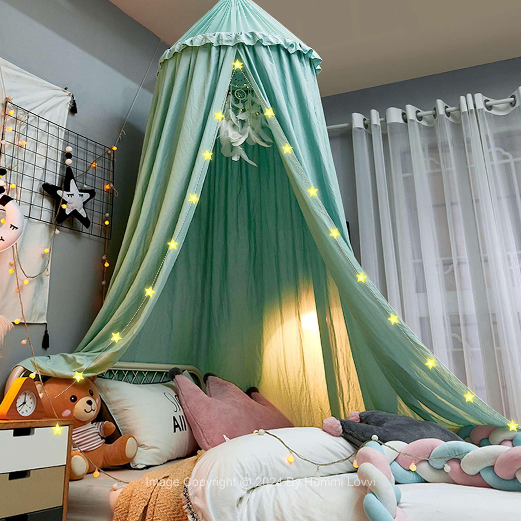 H&L Premium Frills Bed Canopy - Green